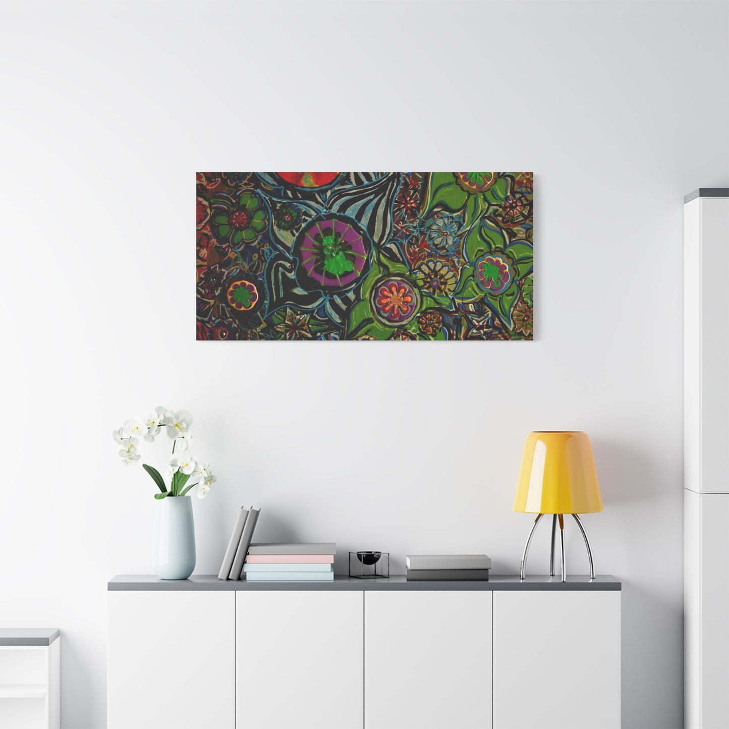 Urban_gardening-03 - Psychedelic Floral Canvas Print — Vibrant Abstract Garden Wall Art