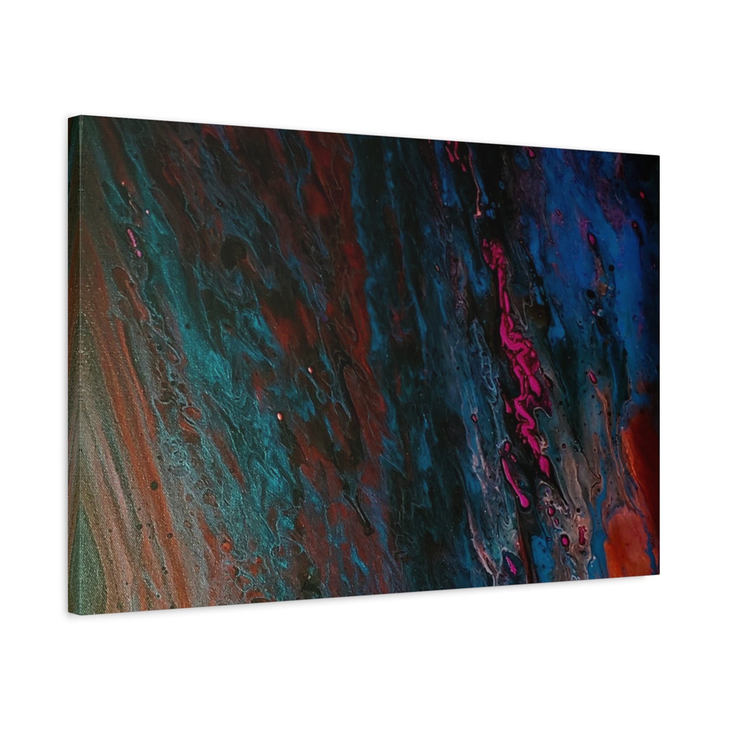 Abstract Fluid Art Canvas Wall Art - Jupiter pour — Vibrant Ocean Night Matte Stretched Canvas
