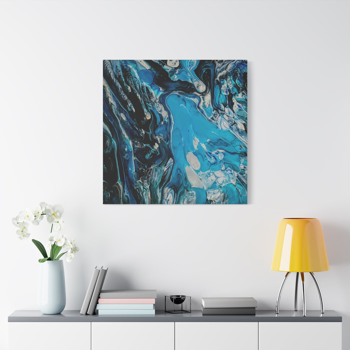 Blue Ocean Abstract Matte Canvas Print — Stretched Wall Art
