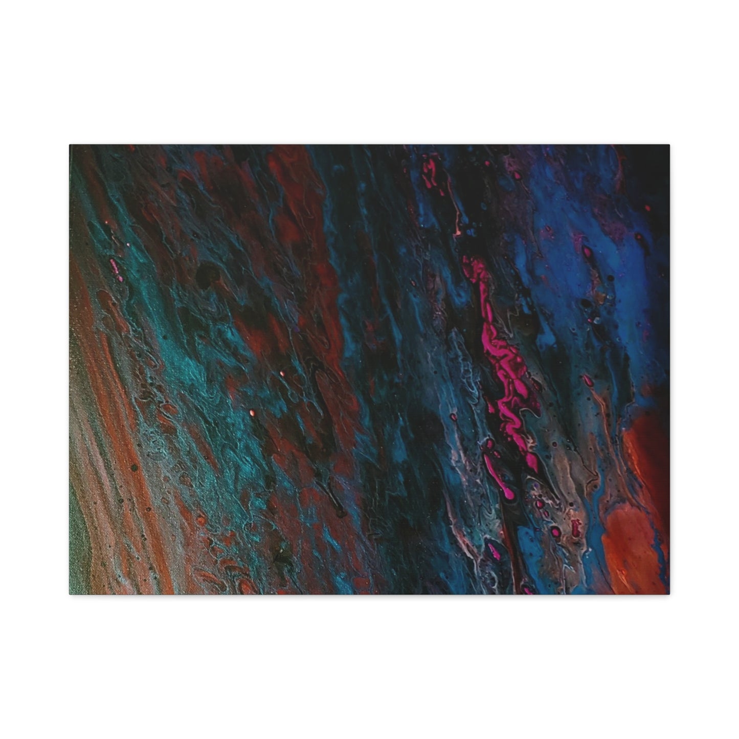 Abstract Fluid Art Canvas Wall Art - Jupiter pour — Vibrant Ocean Night Matte Stretched Canvas