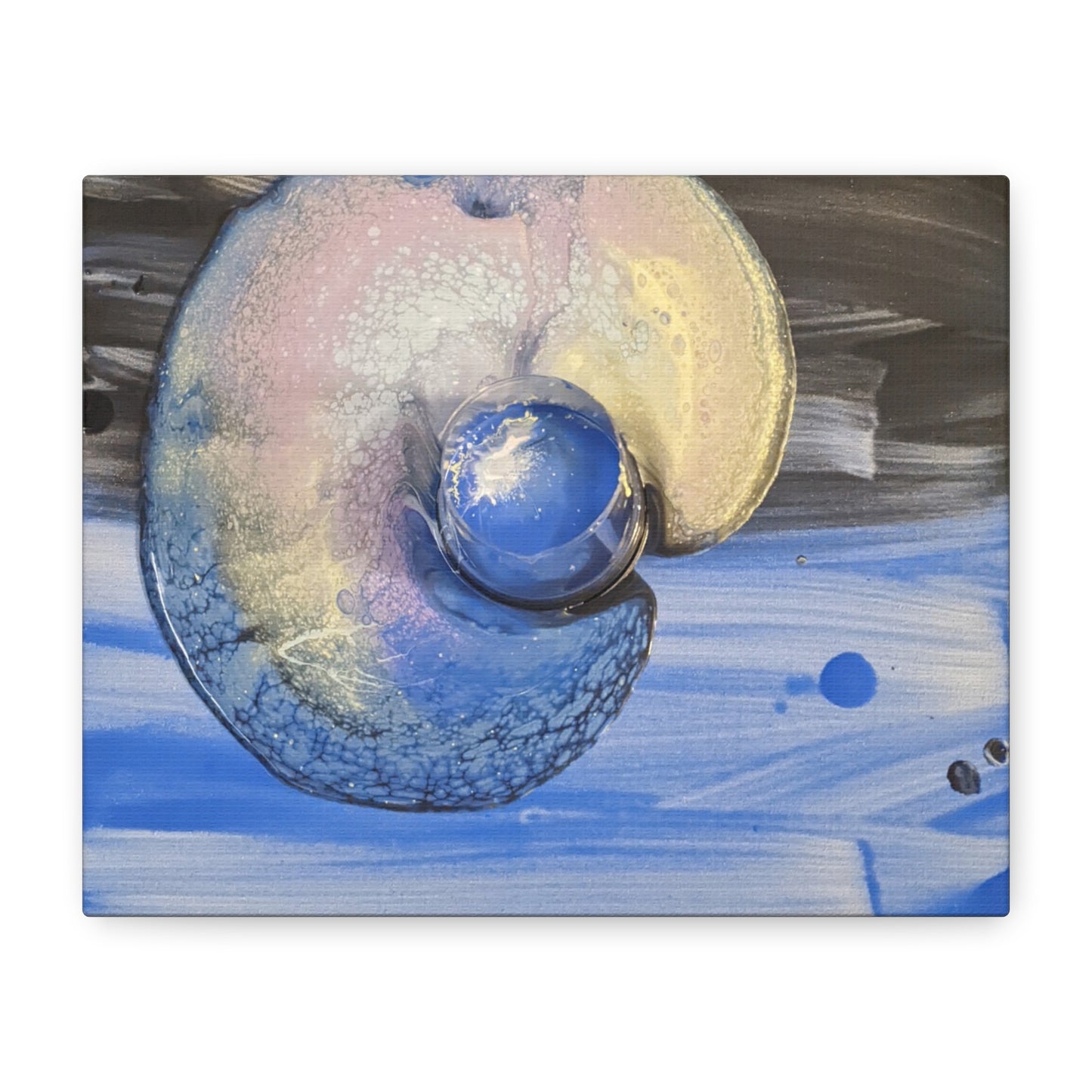 the nautilus - Abstract Blue Spiral Matte Canvas Art - Nautical Coastal Wall Decor