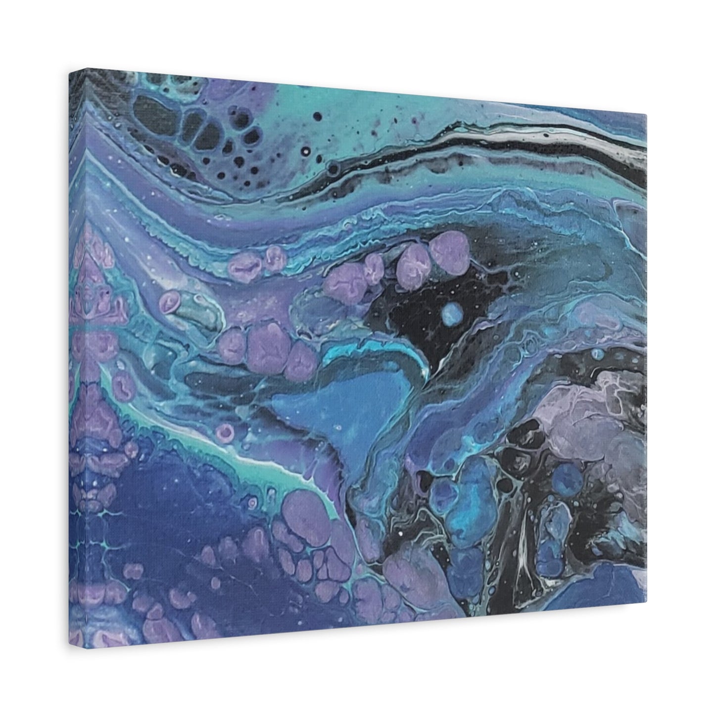 Abstract Ocean Wave Matte Canvas Print — Blue & Purple Fluid Art, Stretched 1.25"