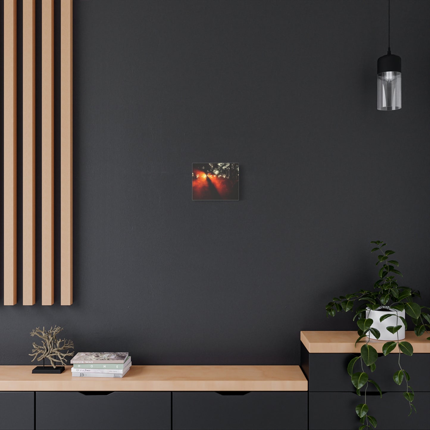 Sunset Forest Matte Canvas Wall Art — Dramatic Orange Light Photography