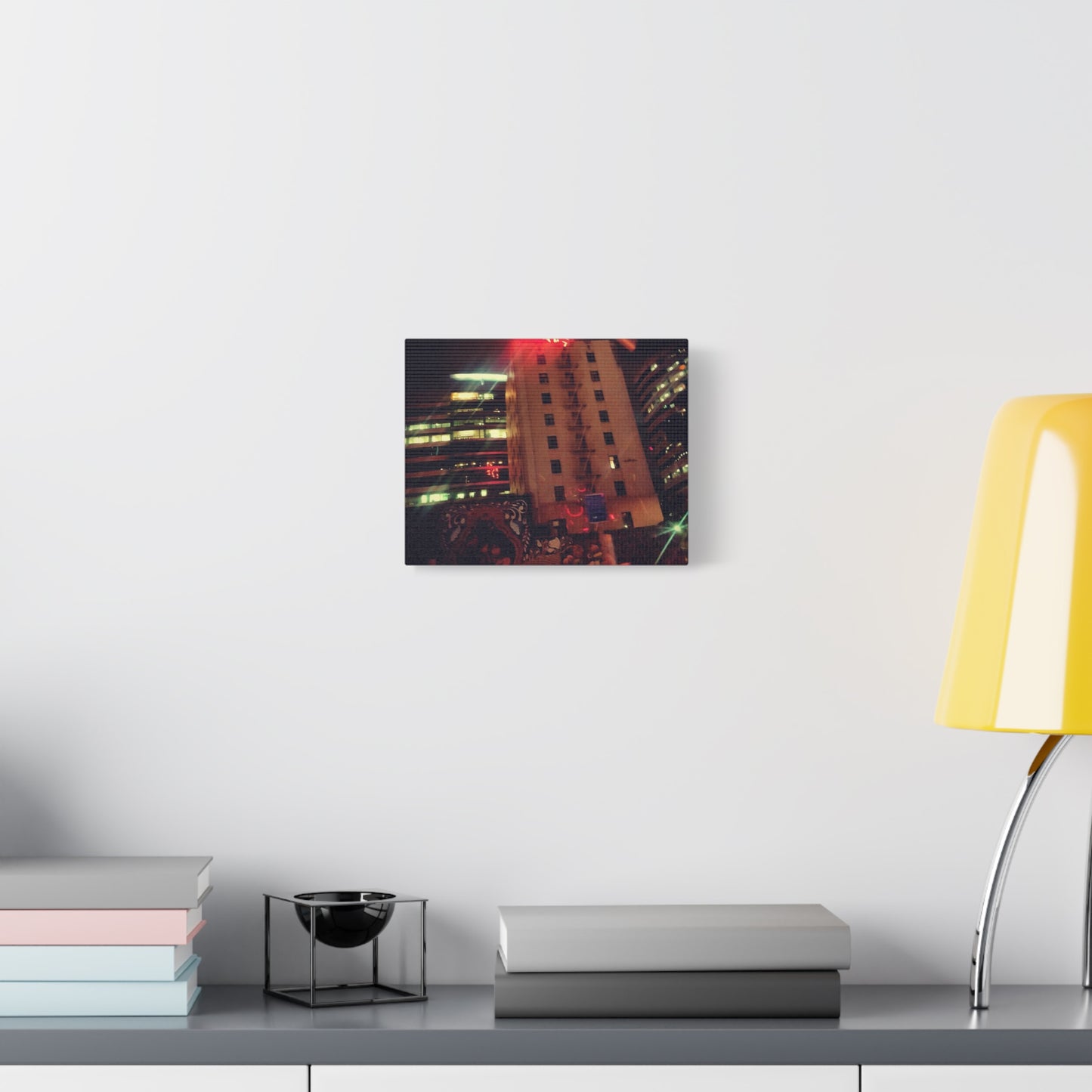 Hotel DeAnza - City Nightscape Canvas Print — Urban Street Art Building Matte Stretched 1.25"