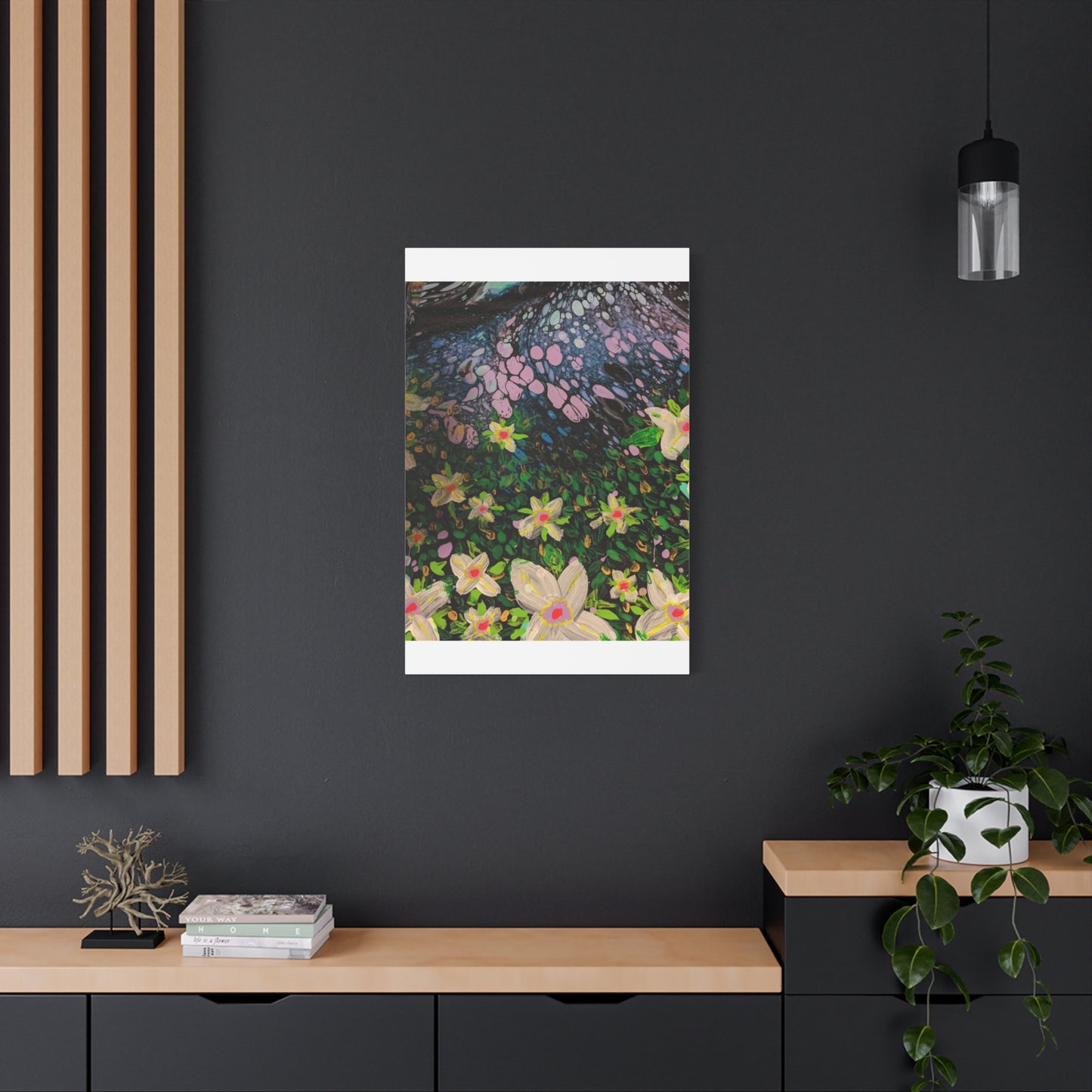 Floetrol&Flowers - Night Pour Garden Matte Canvas Print — Stretched Wall Art