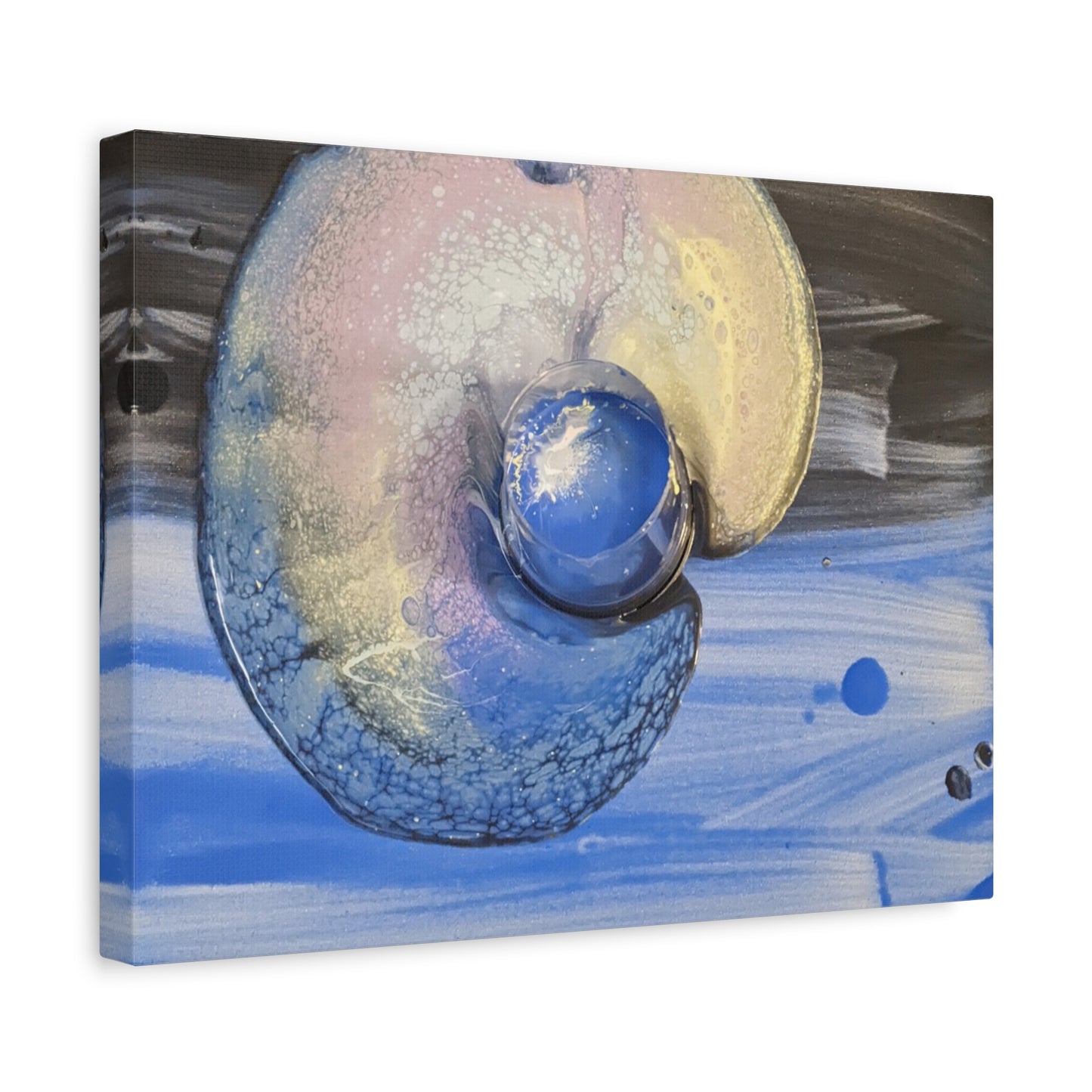the nautilus - Abstract Blue Spiral Matte Canvas Art - Nautical Coastal Wall Decor