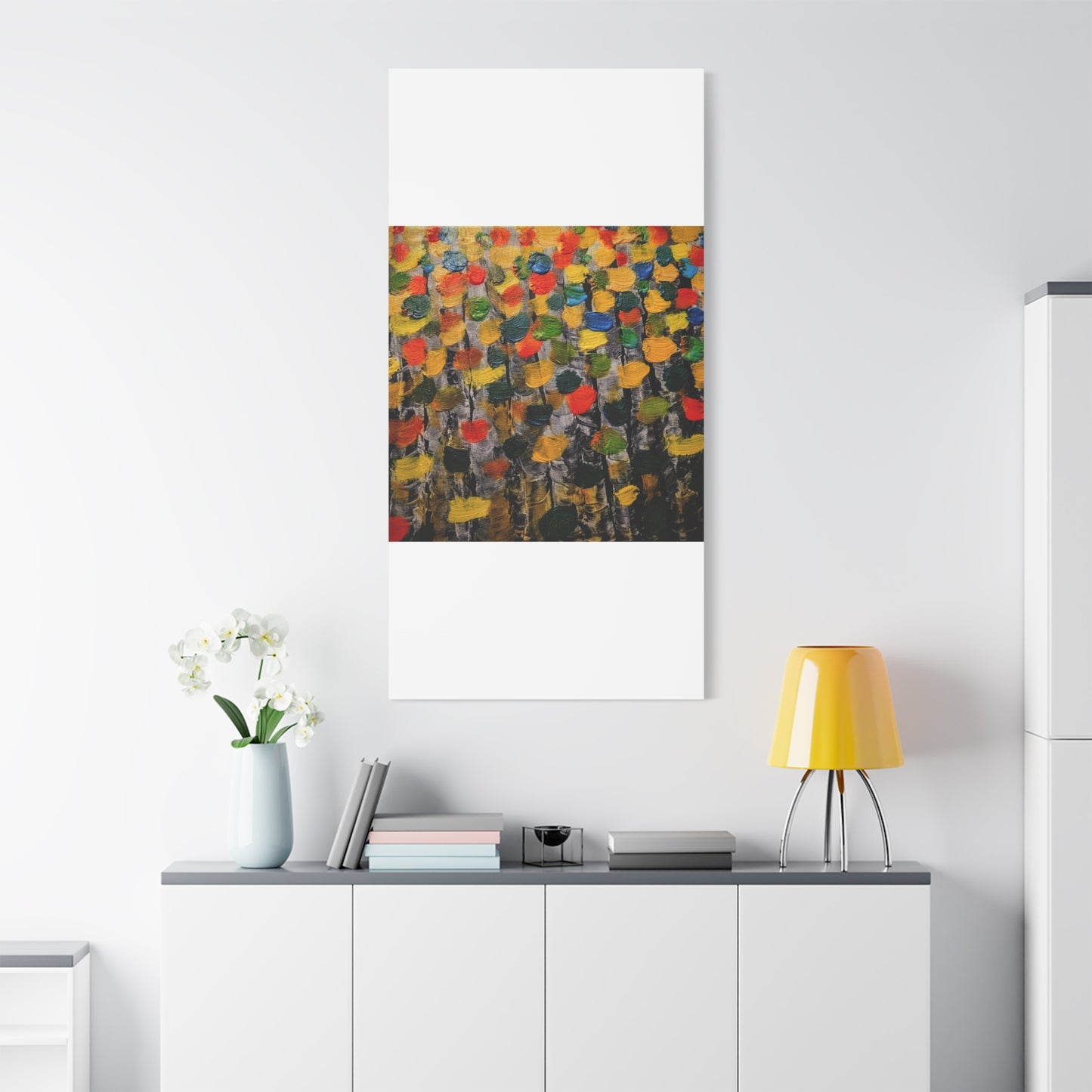birch trees with color strokes - Abstract Color Bloom Matte Canvas Wall Art — Stretched 1.25"