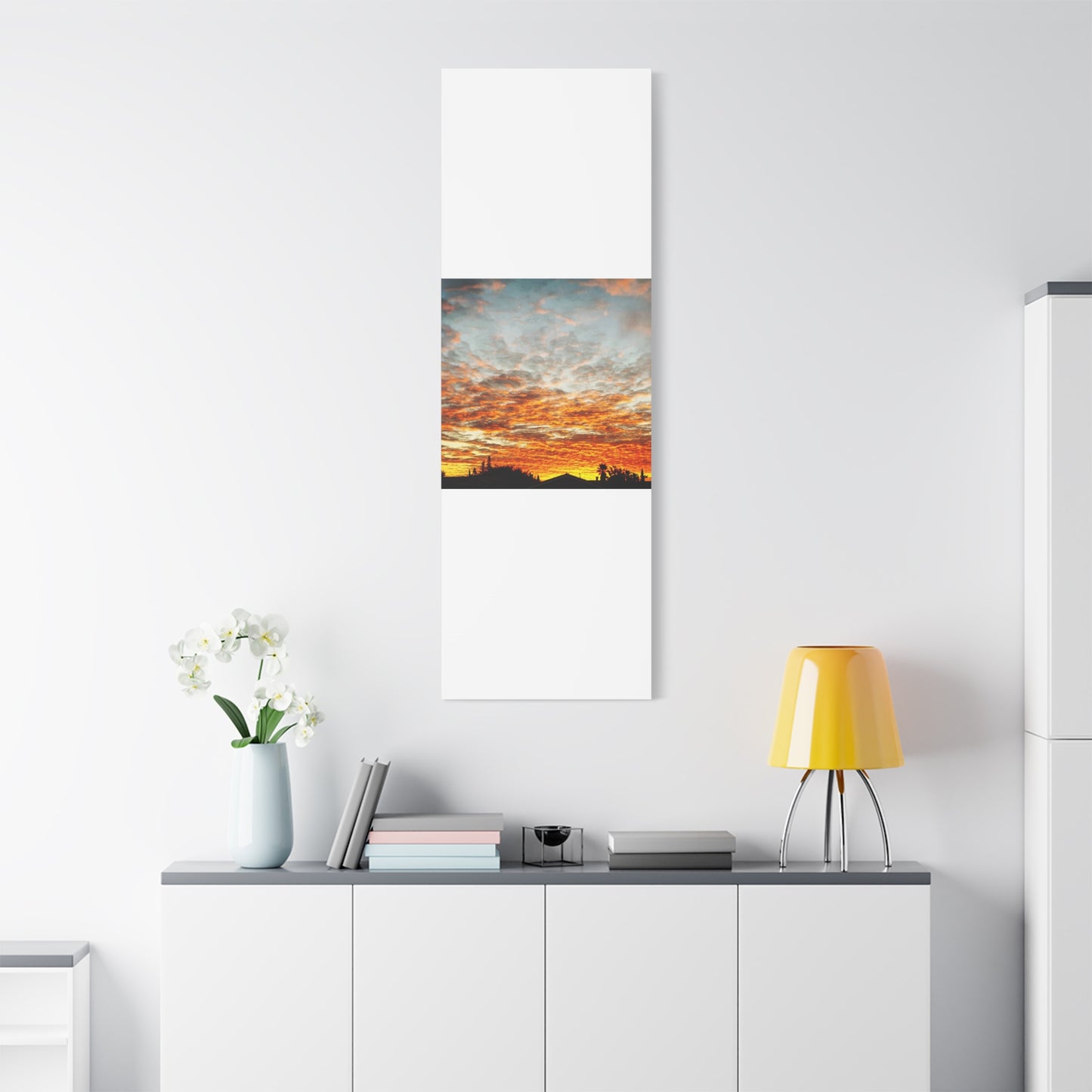 Sunset Sky Canvas Print — Orange Cloudscape Matte Stretched Wall Art