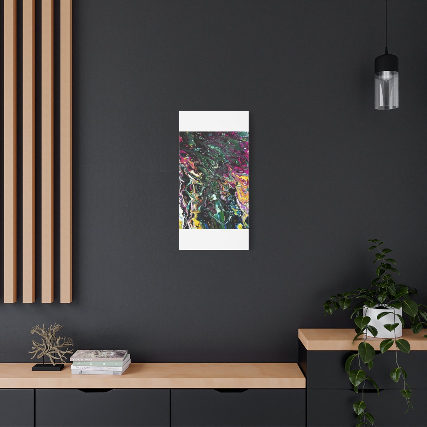 chaos in the garden - Abstract Fluid Art Matte Canvas Print - Colorful Swirl Wall Art