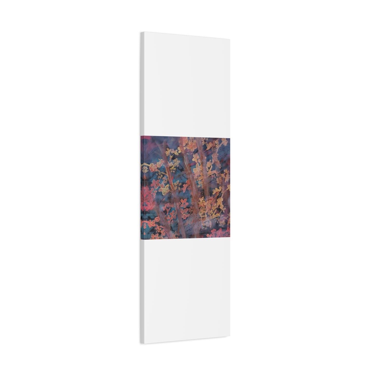 Abstract Floral Canvas Print — Moody Pink & Blue Stretched Wall Art