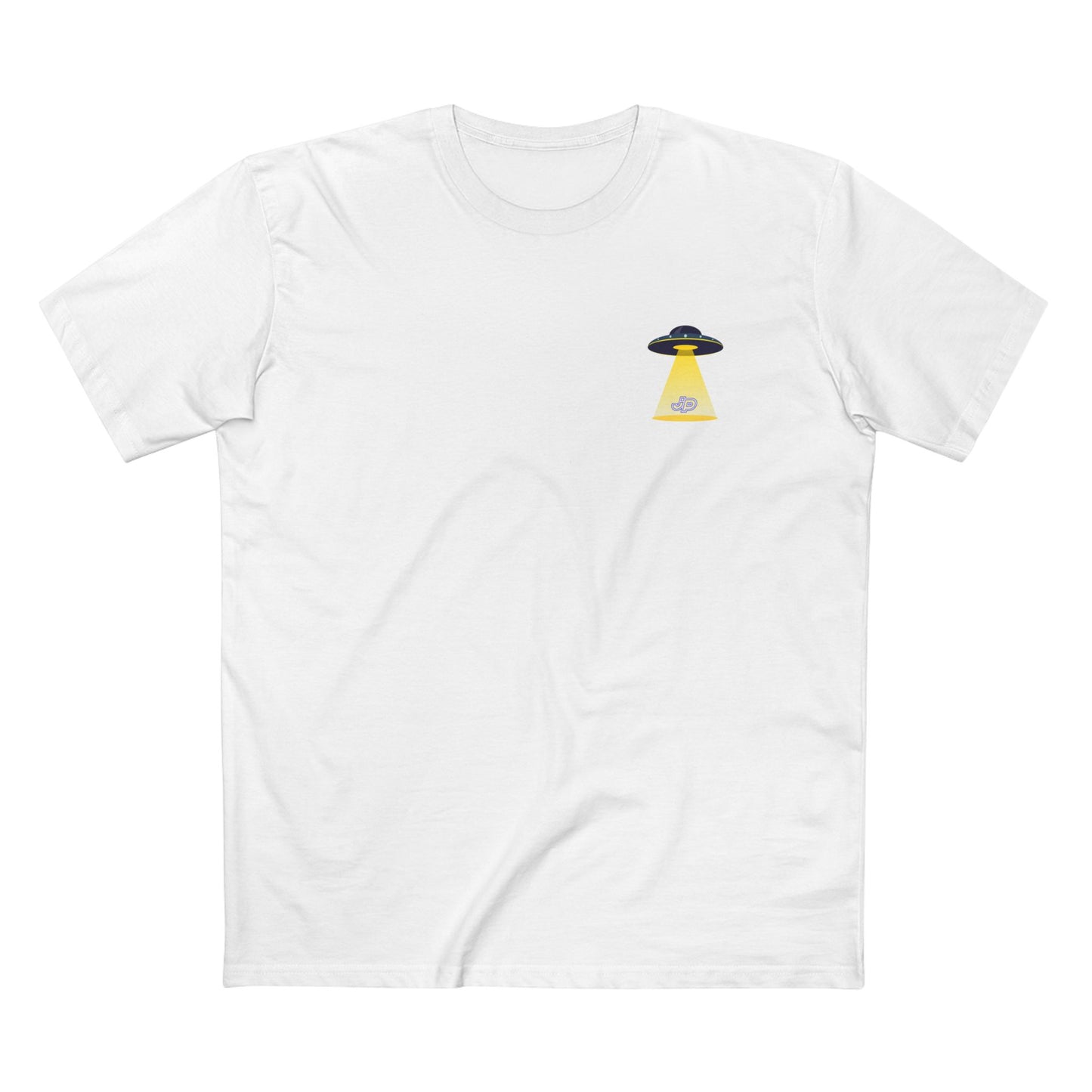 UFO Chest Pocket Tee — Retro Rocket Back Graphic Shirt