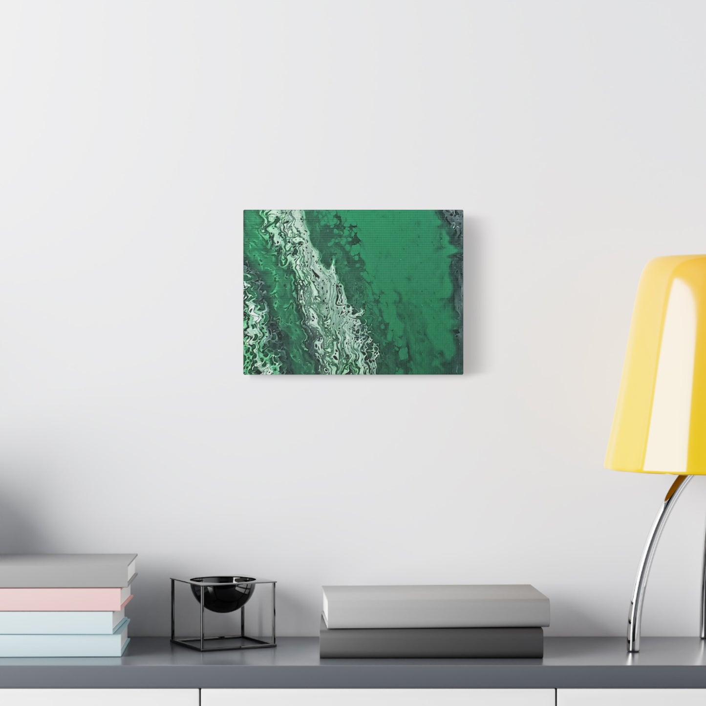 Emerald Wave Abstract Canvas Print — Matte Stretched Wall Art