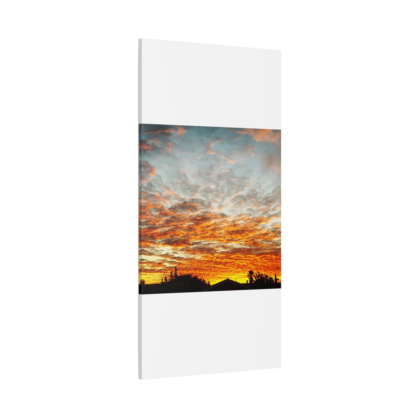 Sunset Sky Canvas Print — Orange Cloudscape Matte Stretched Wall Art
