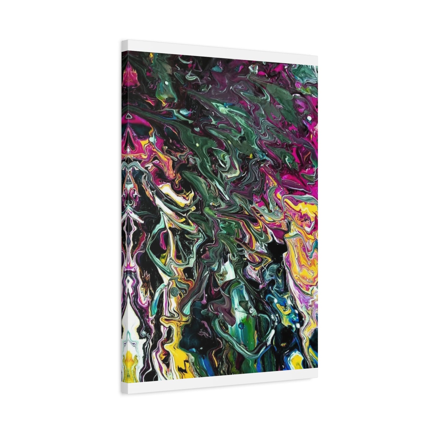 chaos in the garden - Abstract Fluid Art Matte Canvas Print - Colorful Swirl Wall Art