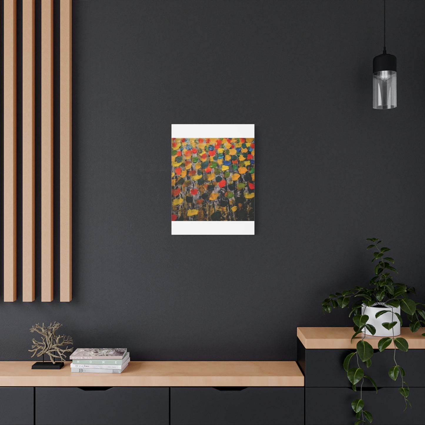 birch trees with color strokes - Abstract Color Bloom Matte Canvas Wall Art — Stretched 1.25"