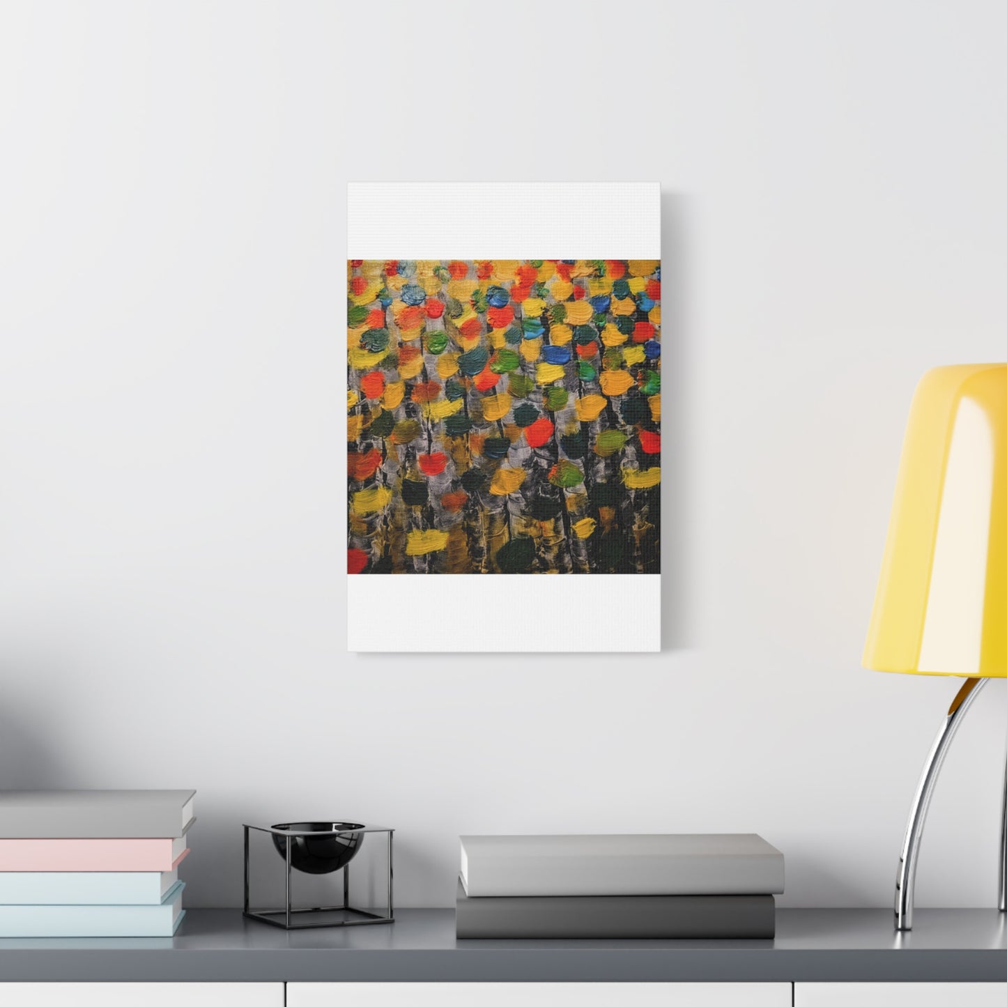 birch trees with color strokes - Abstract Color Bloom Matte Canvas Wall Art — Stretched 1.25"