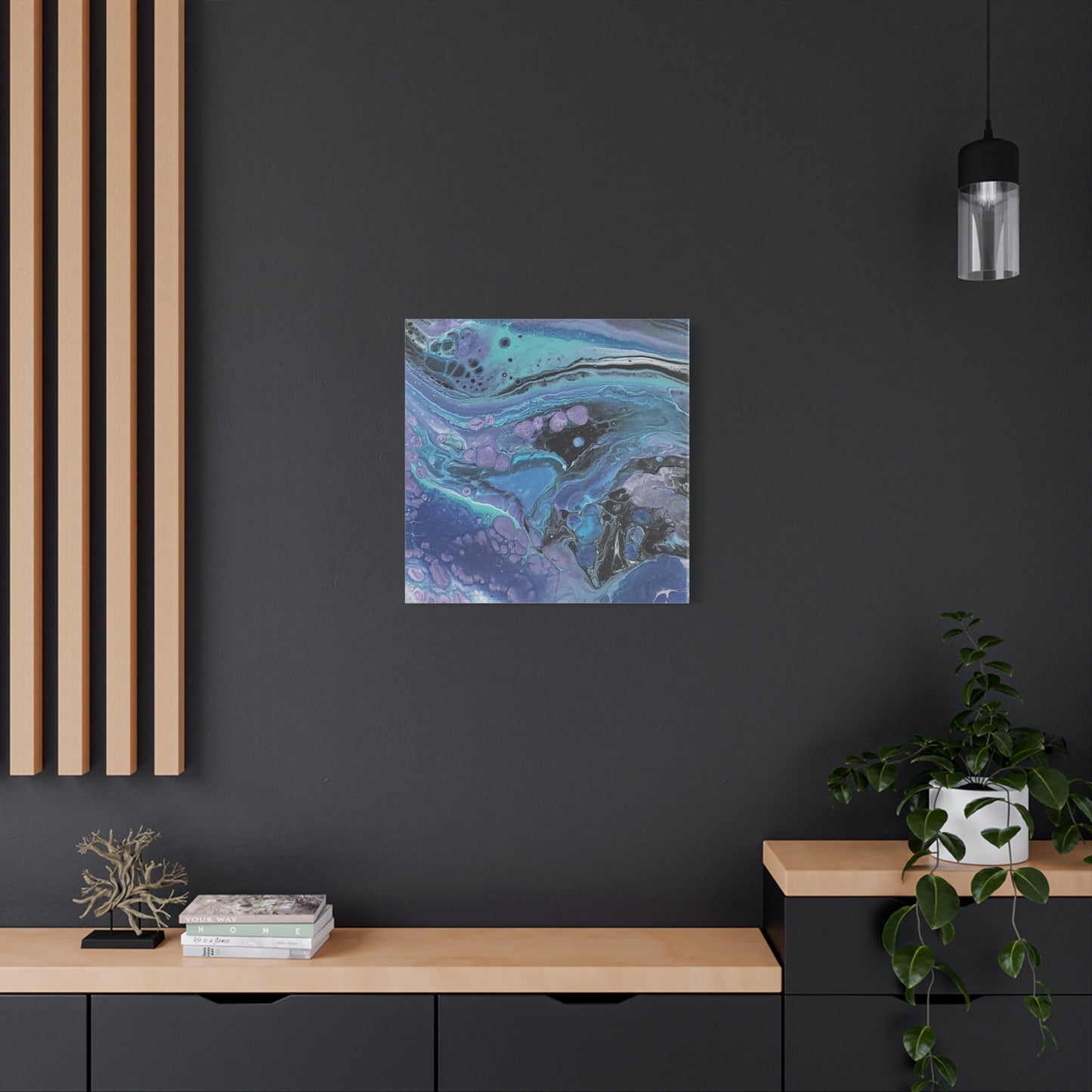 Abstract Ocean Wave Matte Canvas Print — Blue & Purple Fluid Art, Stretched 1.25"