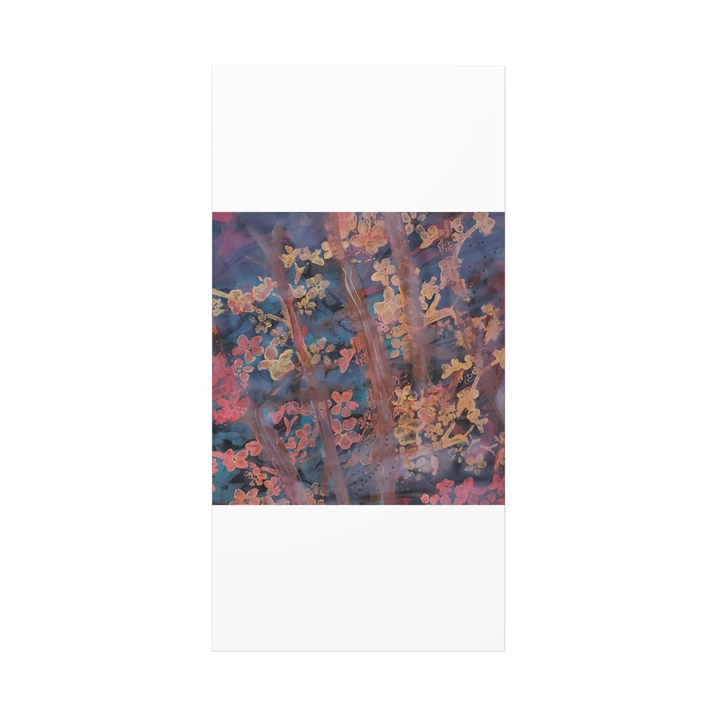 Abstract Floral Canvas Print — Moody Pink & Blue Stretched Wall Art