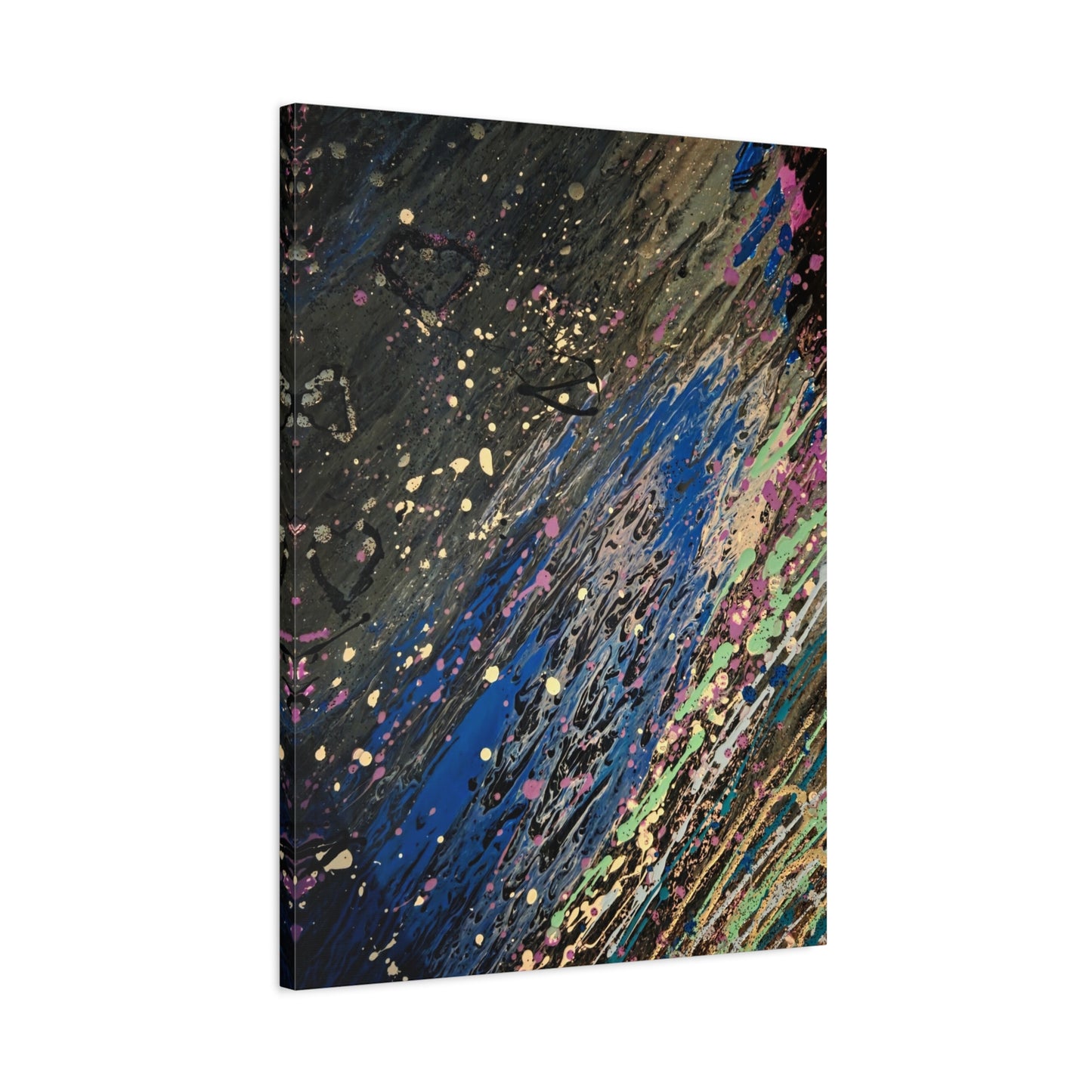 Abstract Splatter Matte Canvas Print — Colorful Fluid Art Wall Decor, Stretched 1.25"