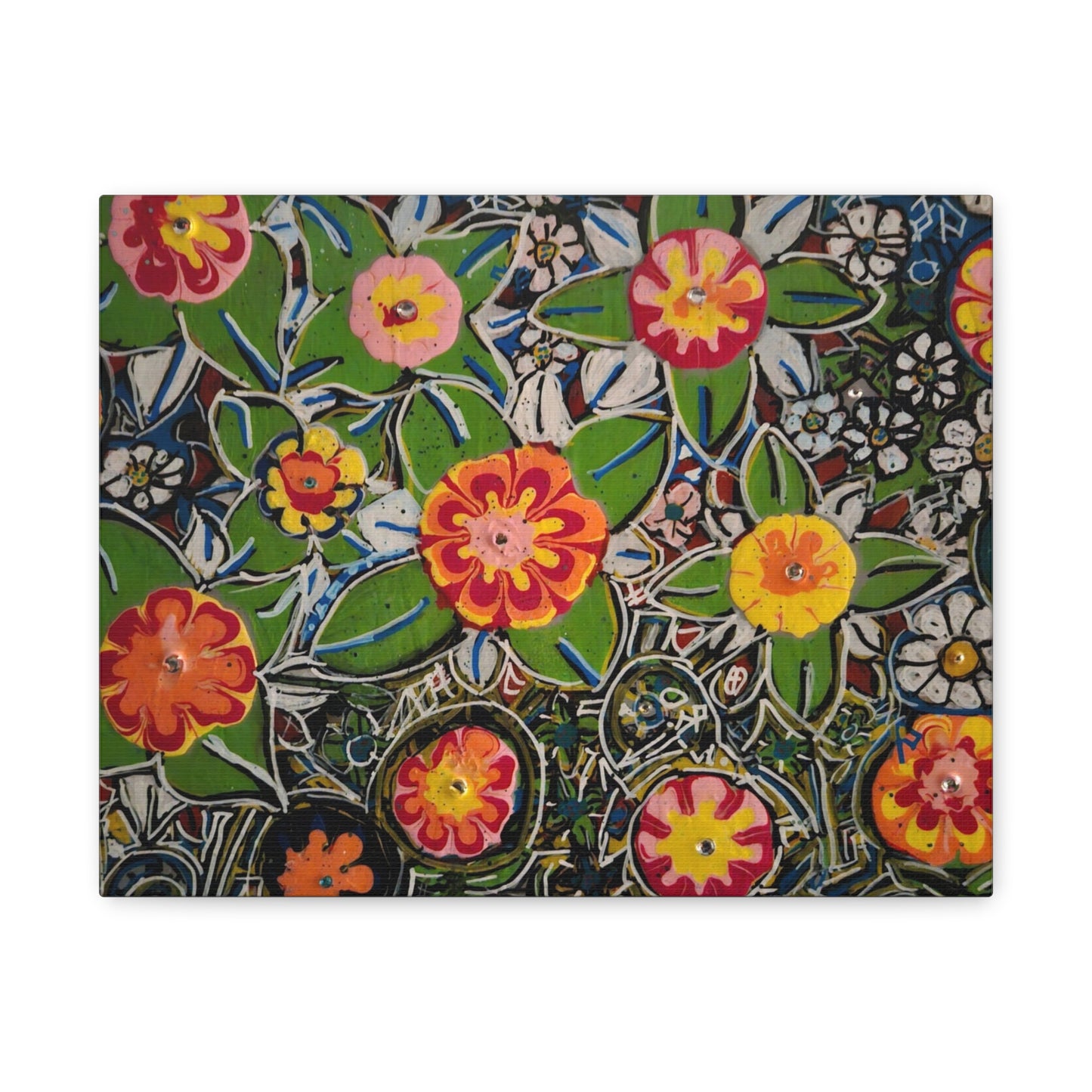 Urban_gardening-04 - Floral Pop Matte Stretched Canvas – Colorful Hand-Painted Garden Wall Art