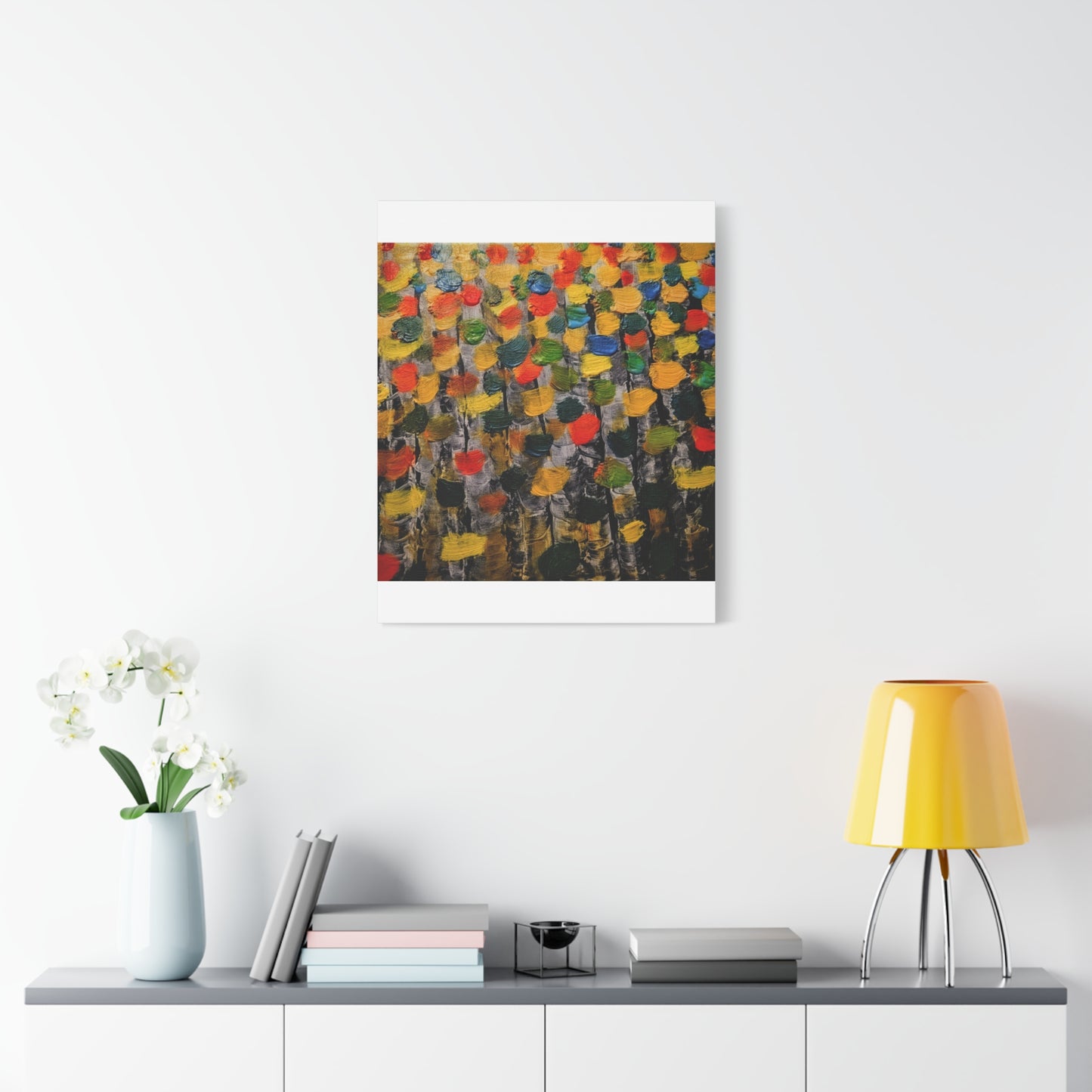 birch trees with color strokes - Abstract Color Bloom Matte Canvas Wall Art — Stretched 1.25"