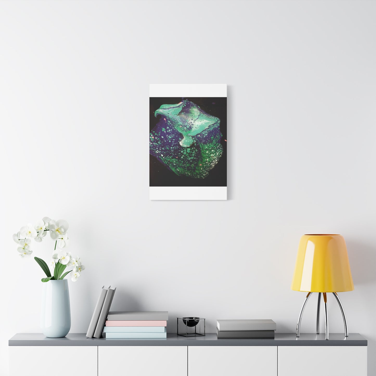 Abstract Green & Teal Fluid Art Canvas Print - Matte Stretched Wall Art