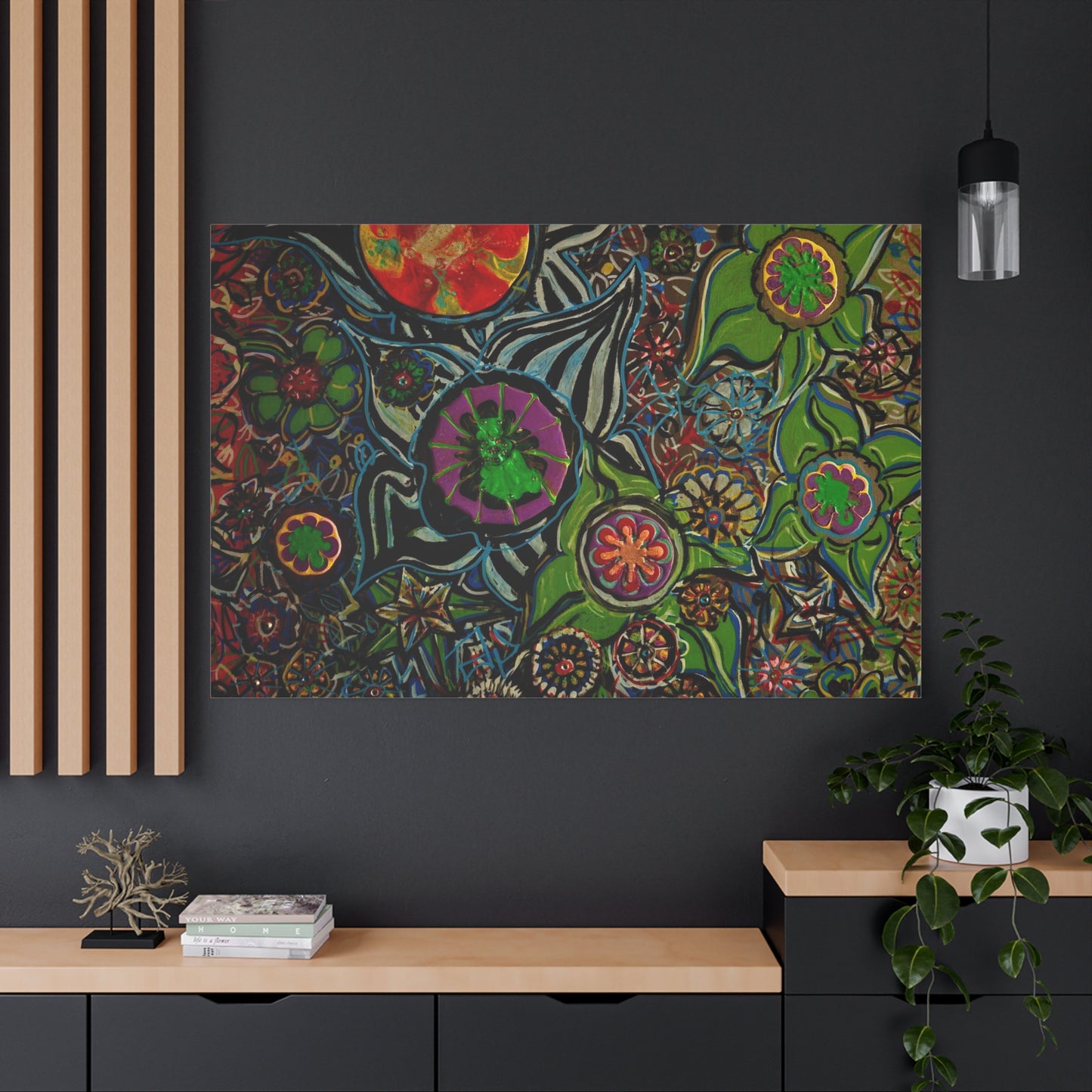 Urban_gardening-03 - Psychedelic Floral Canvas Print — Vibrant Abstract Garden Wall Art