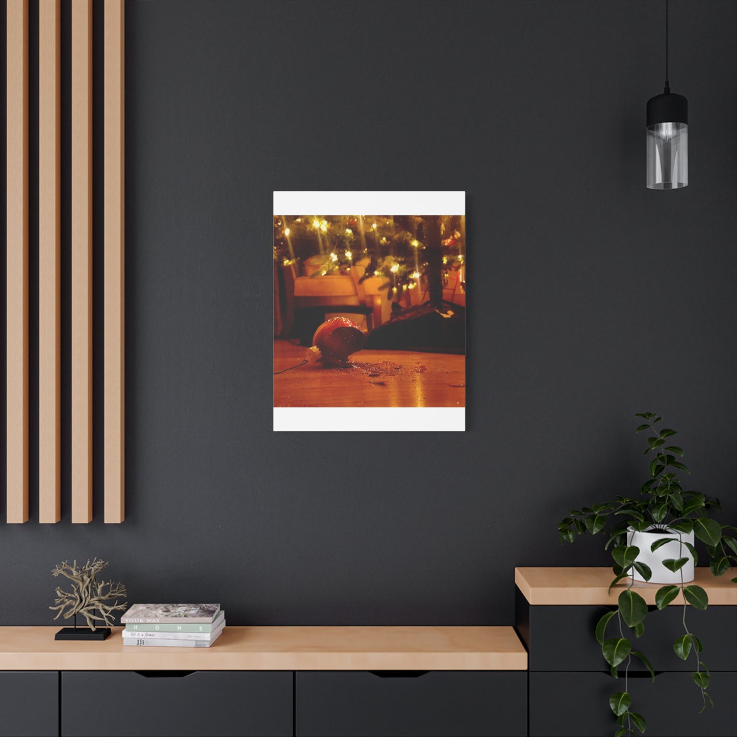 Christmas Tree Ornament Photo Canvas – Cozy Holiday Still Life Wall Art