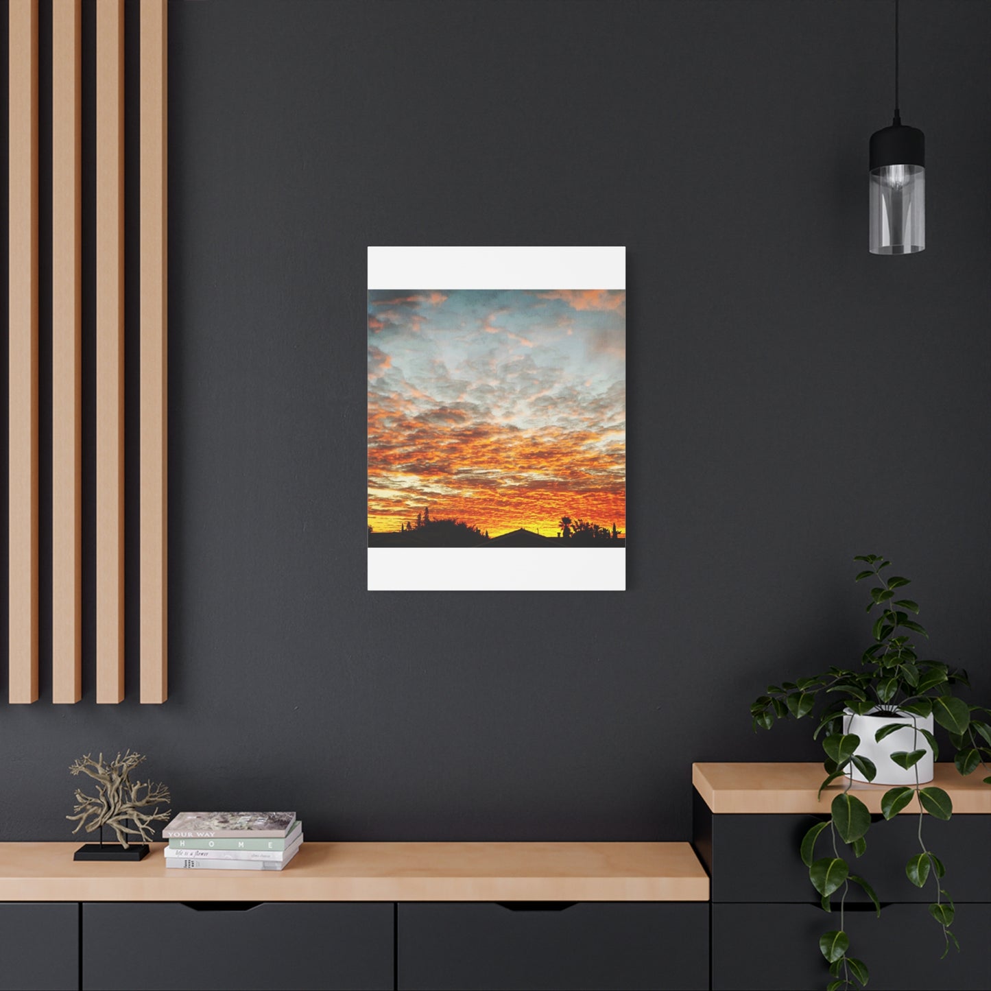 Sunset Sky Canvas Print — Orange Cloudscape Matte Stretched Wall Art