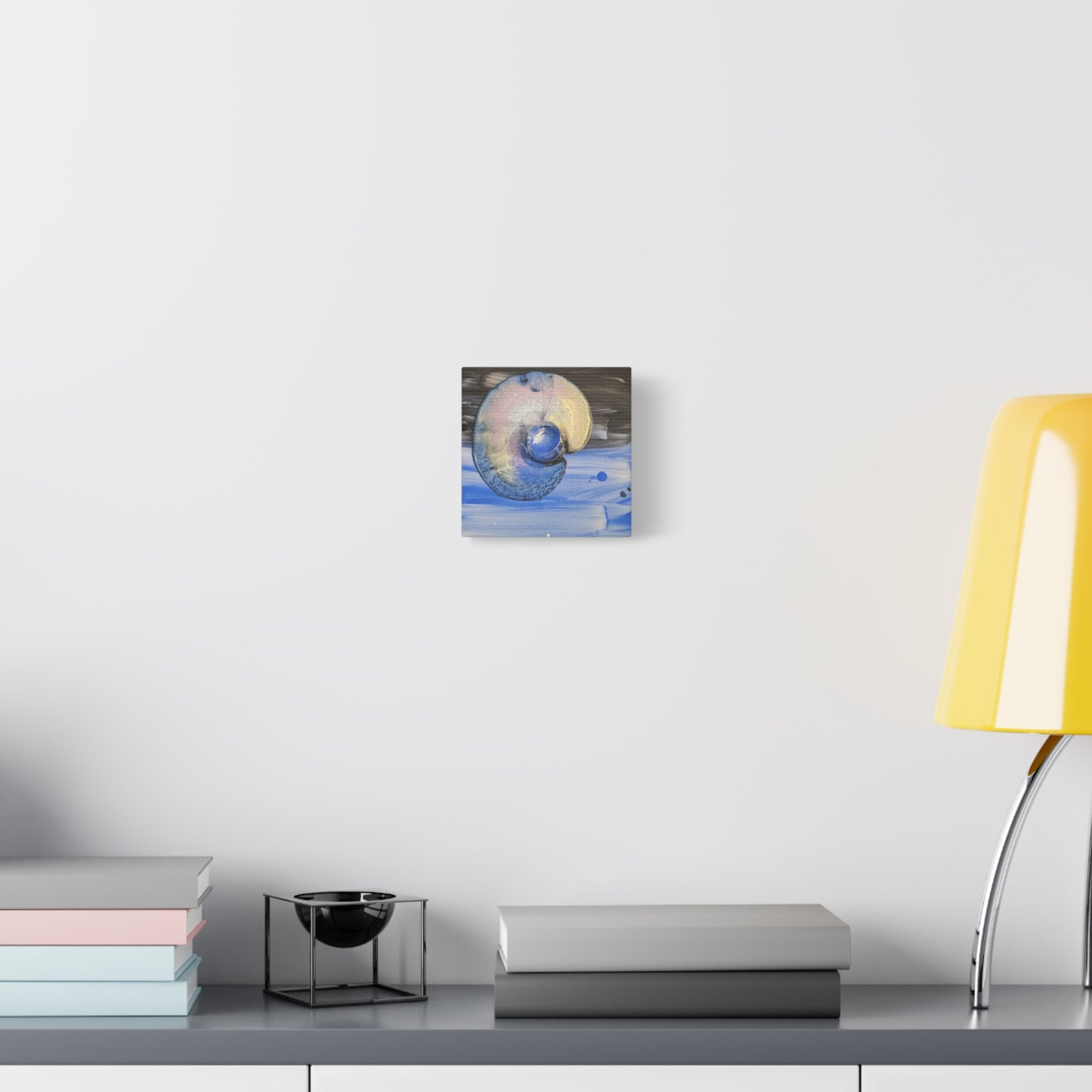 the nautilus - Abstract Blue Spiral Matte Canvas Art - Nautical Coastal Wall Decor