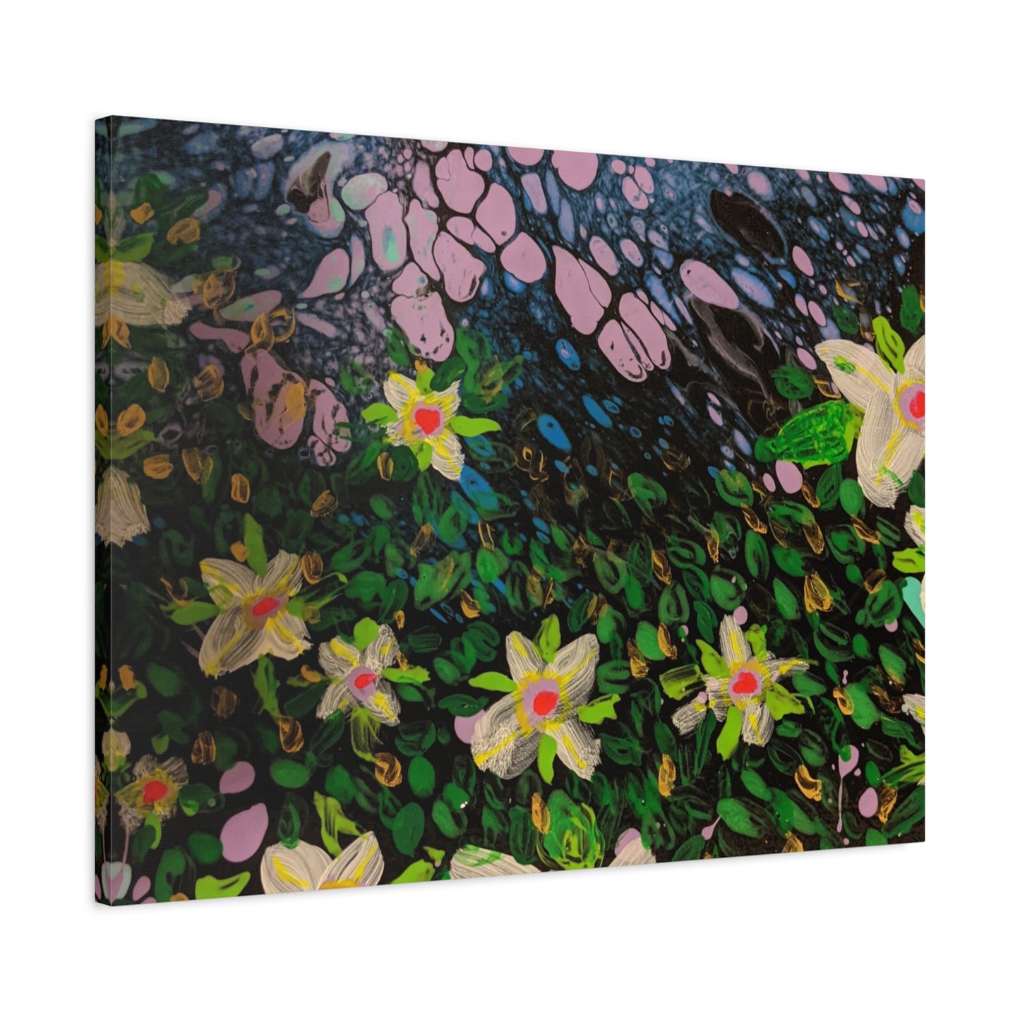 Floetrol&Flowers - Night Pour Garden Matte Canvas Print — Stretched Wall Art