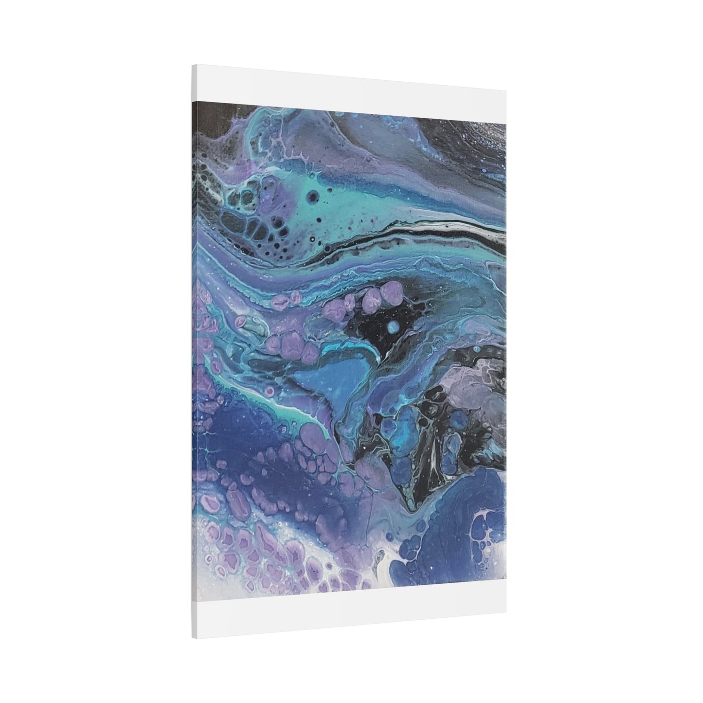 Abstract Ocean Wave Matte Canvas Print — Blue & Purple Fluid Art, Stretched 1.25"