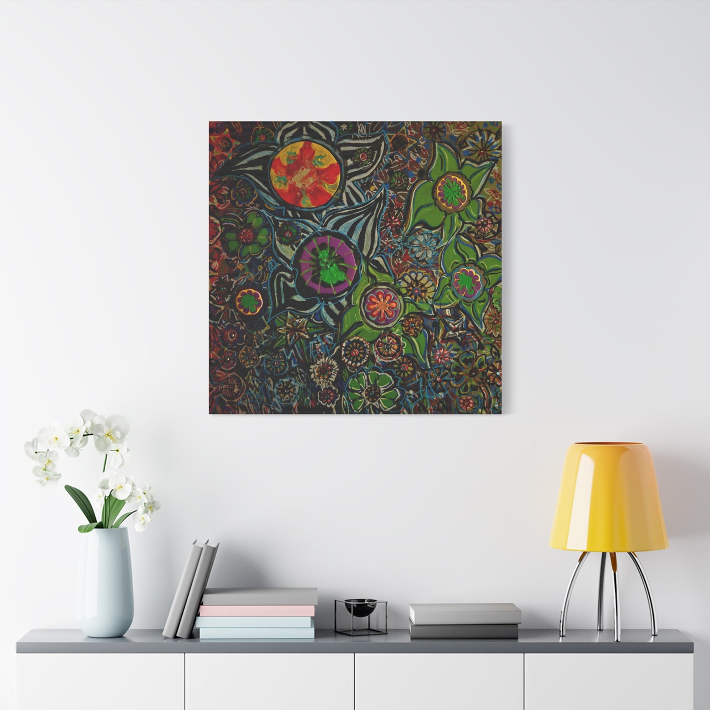 Urban_gardening-03 - Psychedelic Floral Canvas Print — Vibrant Abstract Garden Wall Art