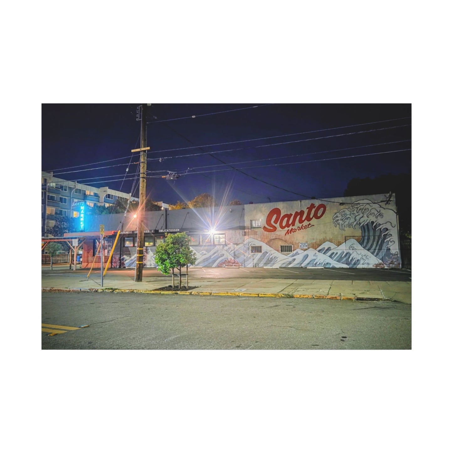 Santo Market Mural (7th&taylor)— Nighttime Urban Wall Art
