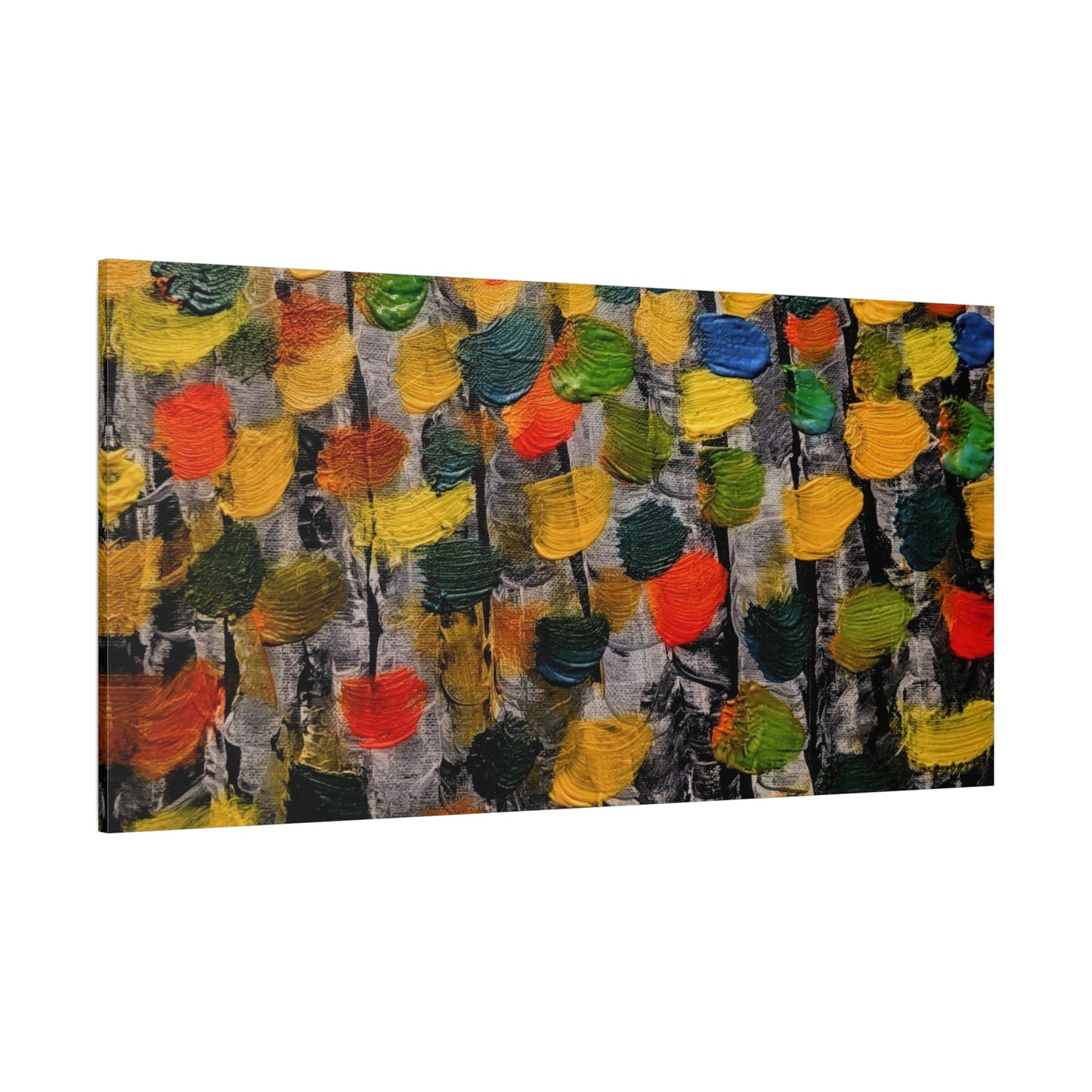 birch trees with color strokes - Abstract Color Bloom Matte Canvas Wall Art — Stretched 1.25"