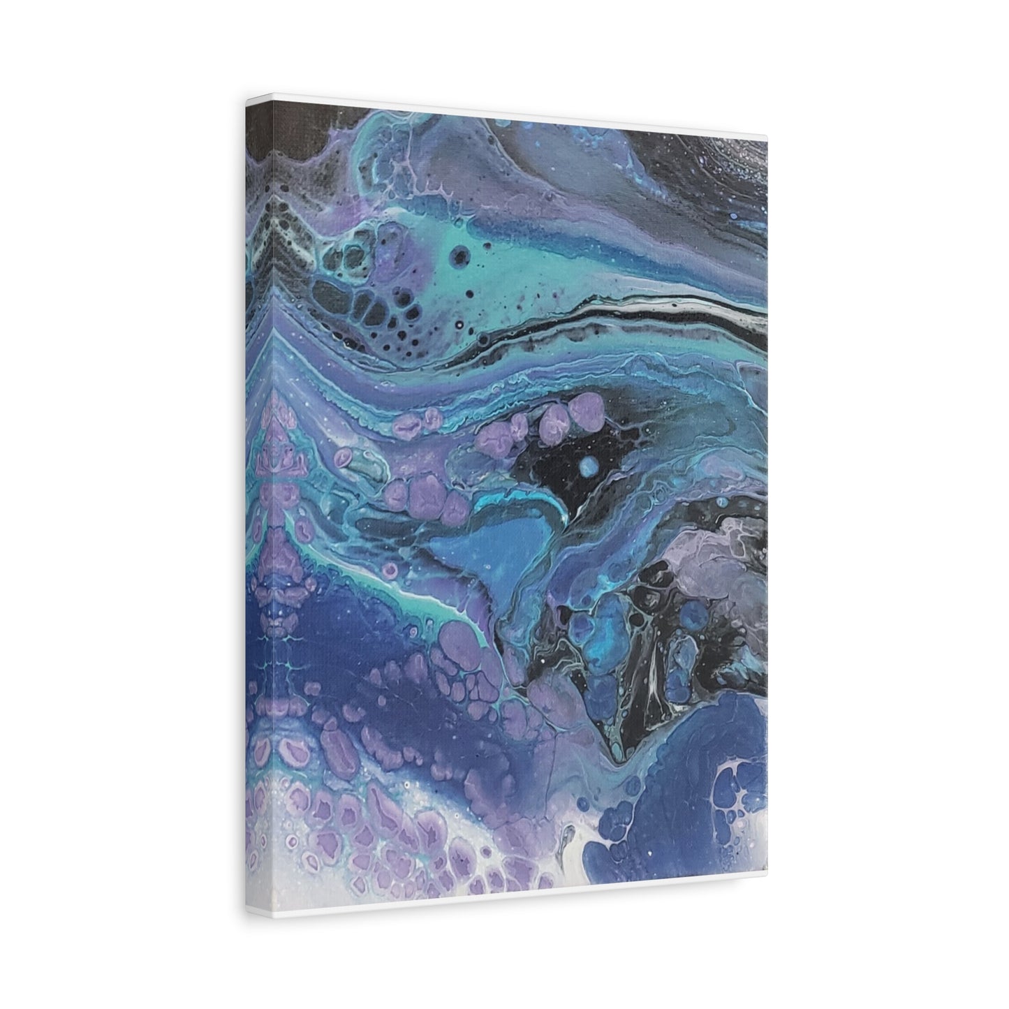 Abstract Ocean Wave Matte Canvas Print — Blue & Purple Fluid Art, Stretched 1.25"
