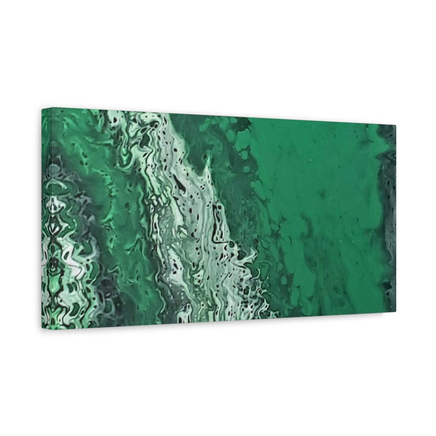 Emerald Wave Abstract Canvas Print — Matte Stretched Wall Art