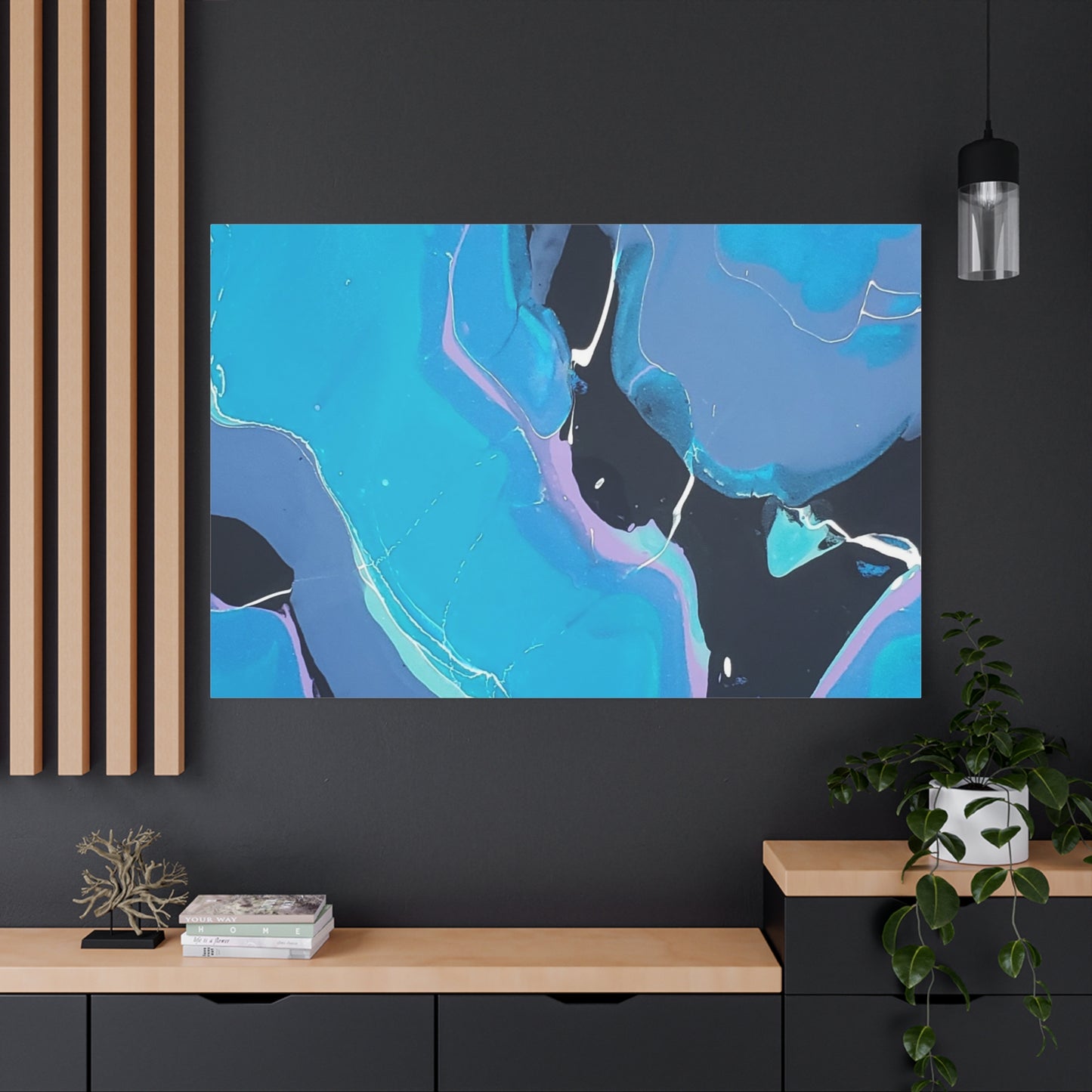 Abstract Blue Fluid Art Canvas Print — Matte Stretched Wall Art 1.25"