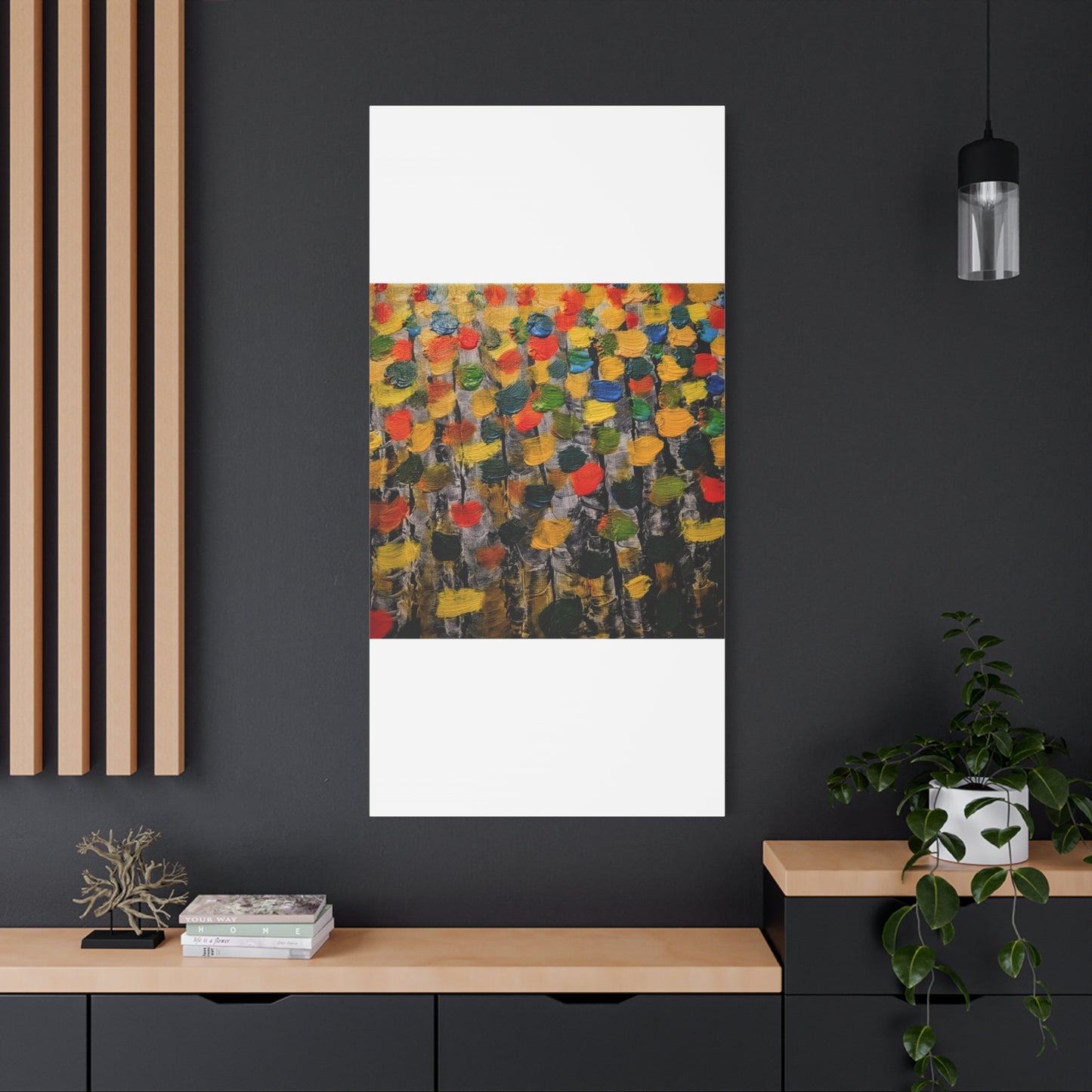 birch trees with color strokes - Abstract Color Bloom Matte Canvas Wall Art — Stretched 1.25"