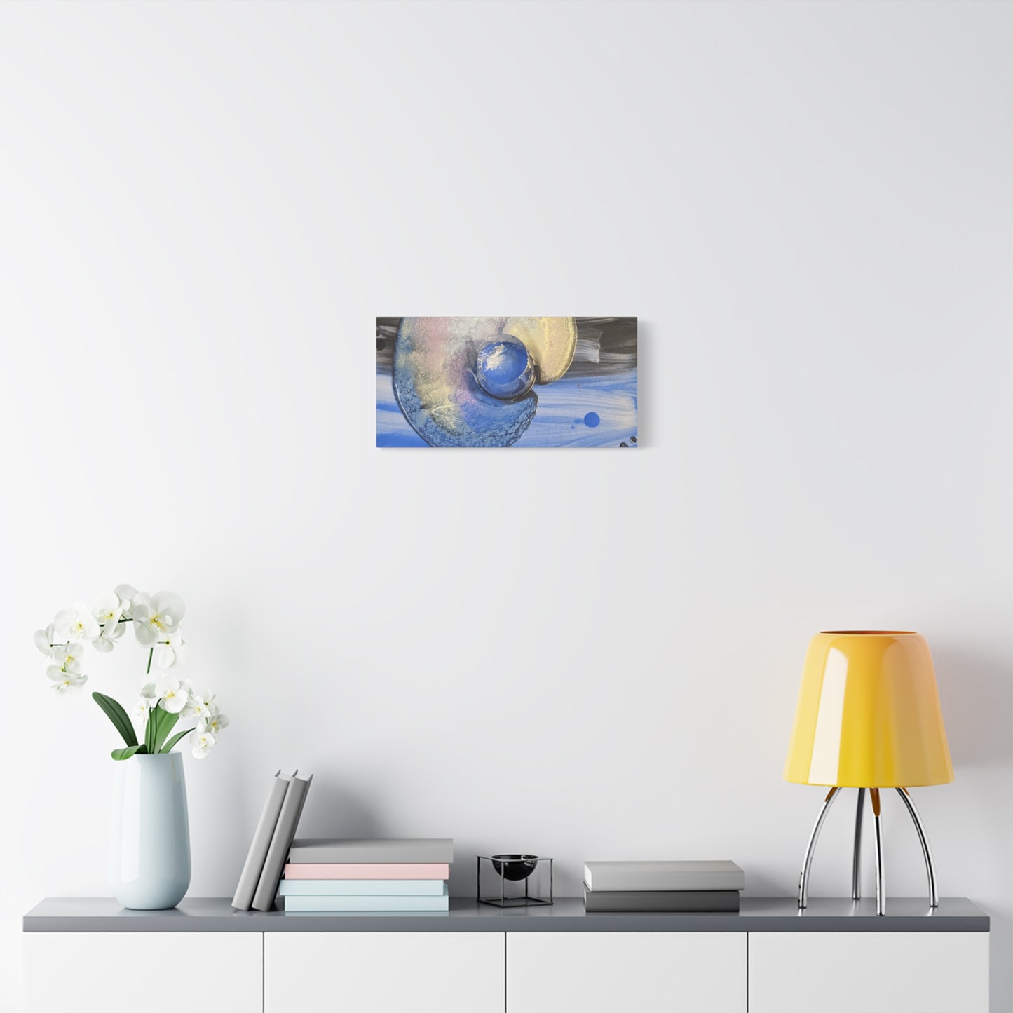 the nautilus - Abstract Blue Spiral Matte Canvas Art - Nautical Coastal Wall Decor