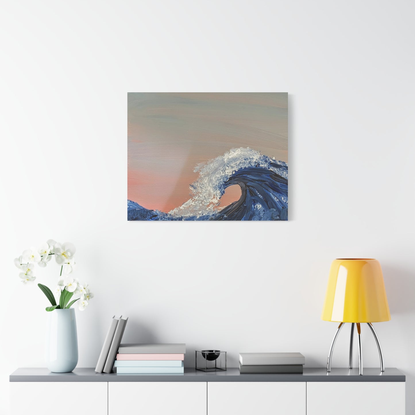 California_Coast - Ocean Wave Canvas Art — Blue Wave Seascape Matte Stretched Canvas