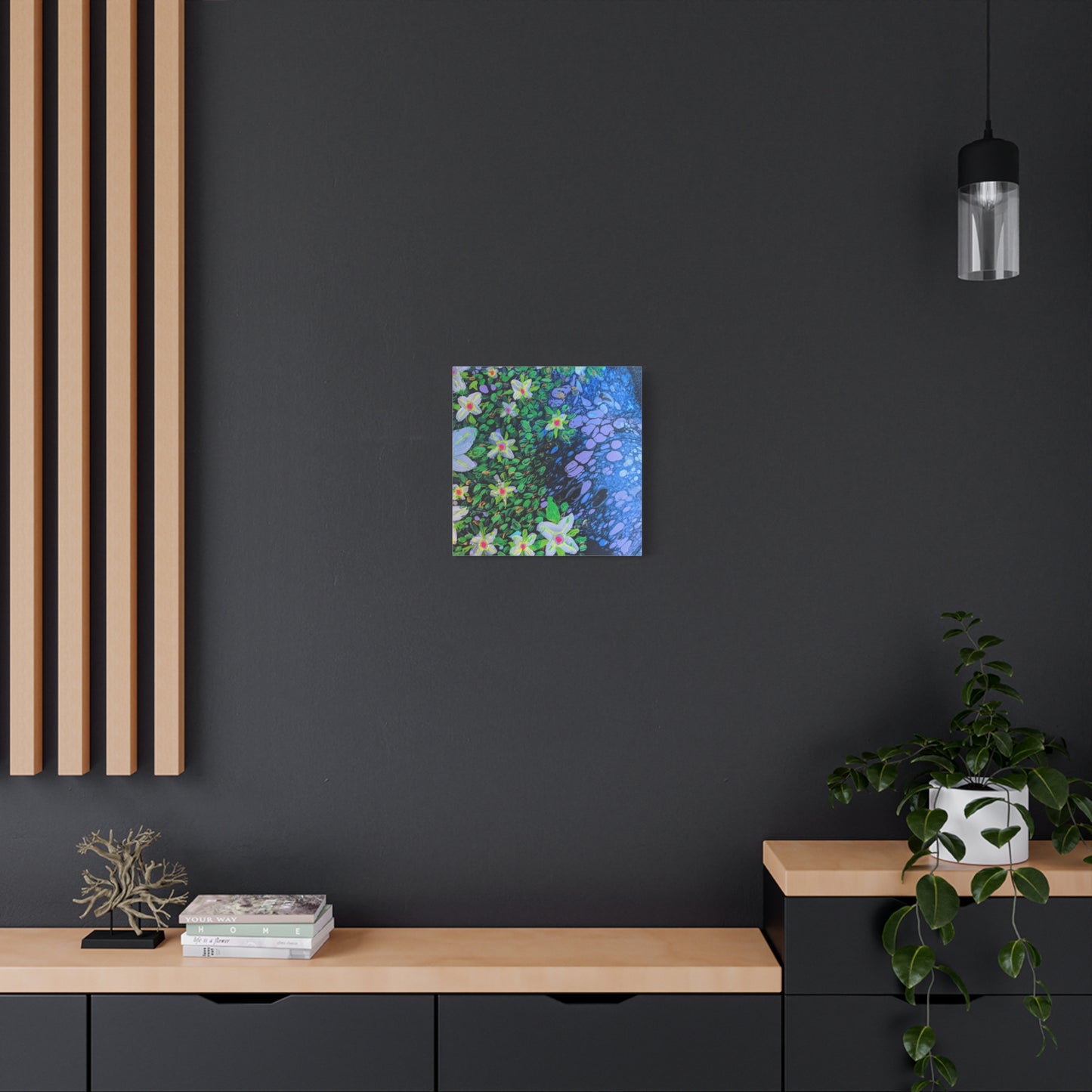 Floetrol&Flowers -  Reef Matte Canvas Wall Art — Blue & Green Abstract Flower Painting