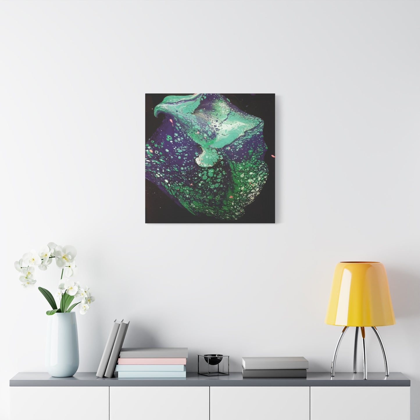 Abstract Green & Teal Fluid Art Canvas Print - Matte Stretched Wall Art