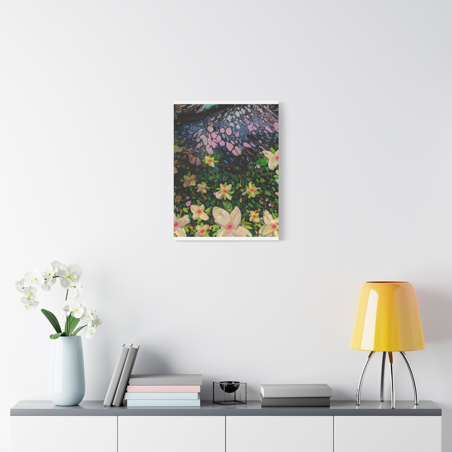 Floetrol&Flowers - Night Pour Garden Matte Canvas Print — Stretched Wall Art