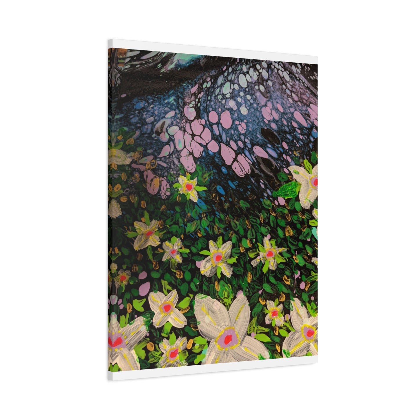 Floetrol&Flowers - Night Pour Garden Matte Canvas Print — Stretched Wall Art