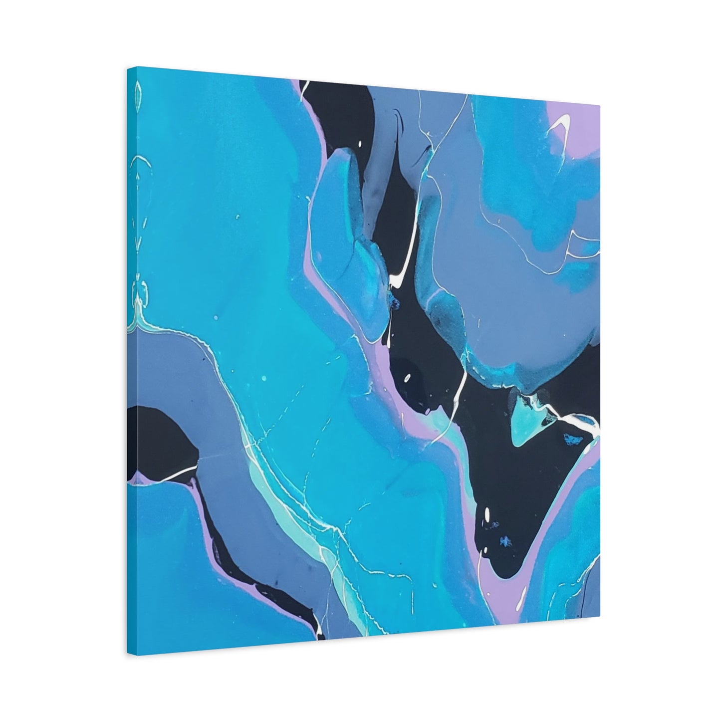 Abstract Blue Fluid Art Canvas Print — Matte Stretched Wall Art 1.25"