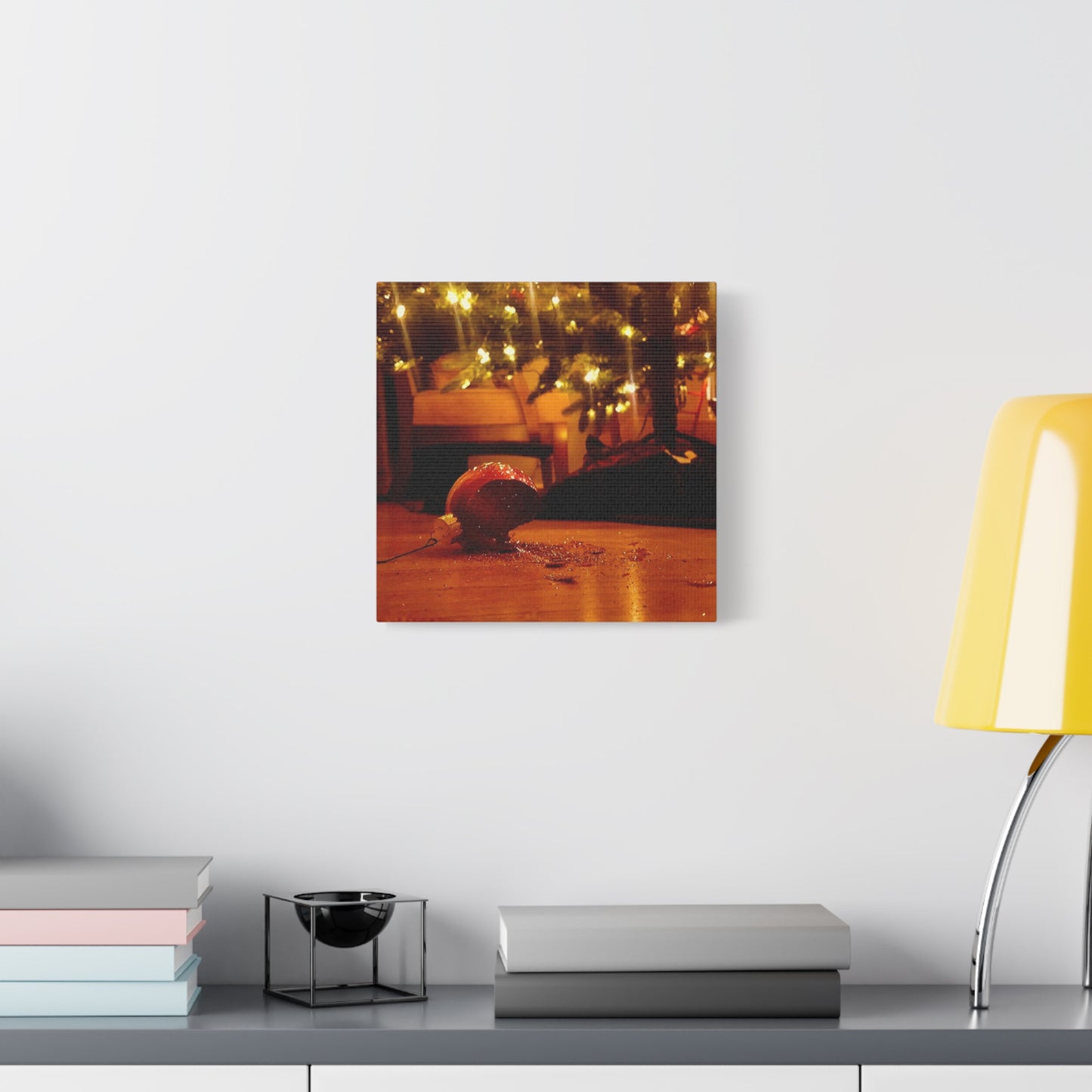 Christmas Tree Ornament Photo Canvas – Cozy Holiday Still Life Wall Art
