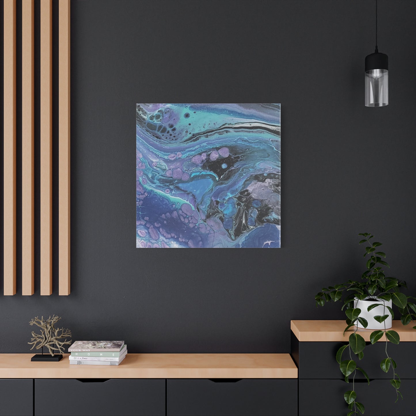 Abstract Ocean Wave Matte Canvas Print — Blue & Purple Fluid Art, Stretched 1.25"