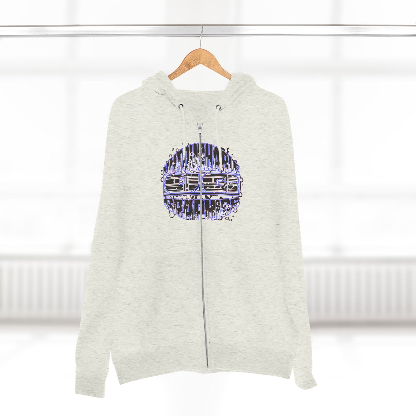 UG-logo - Zip Hoodie with Abstract Cyber Circuit Circle Graphic