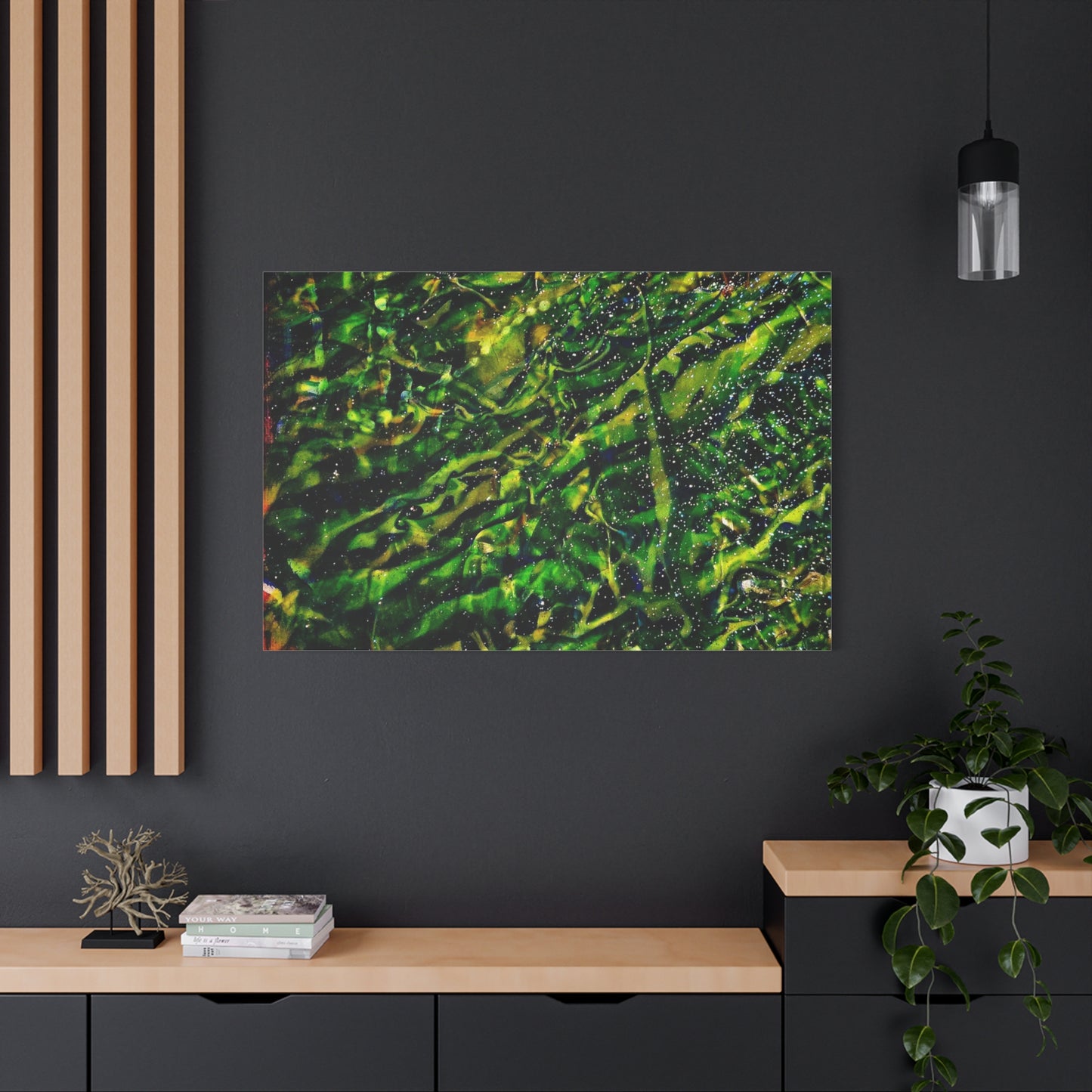 Confessions - Abstract Green Texture Canvas - Matte Stretched Wall Art